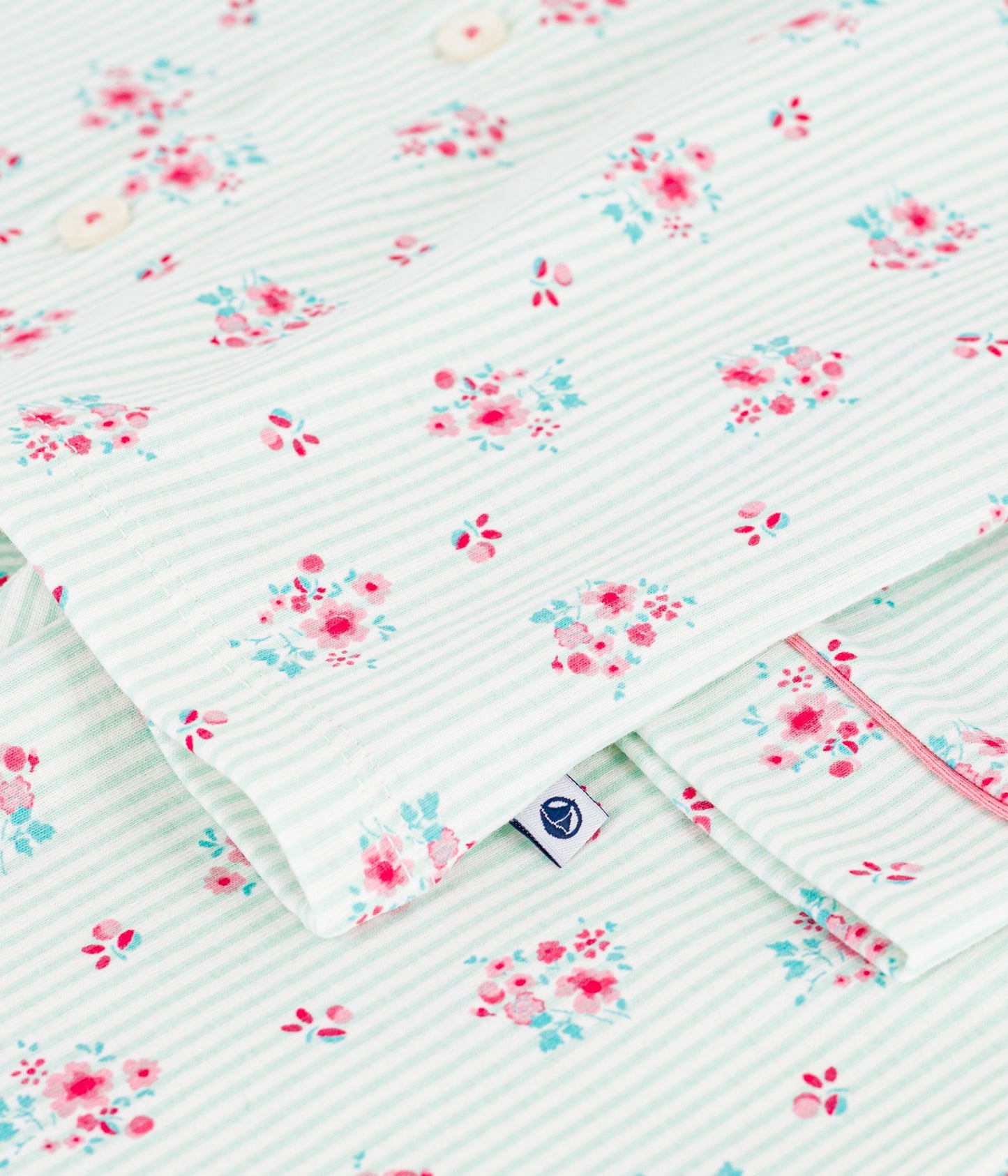 Pyjamas med knapper - Strib/Blomster
