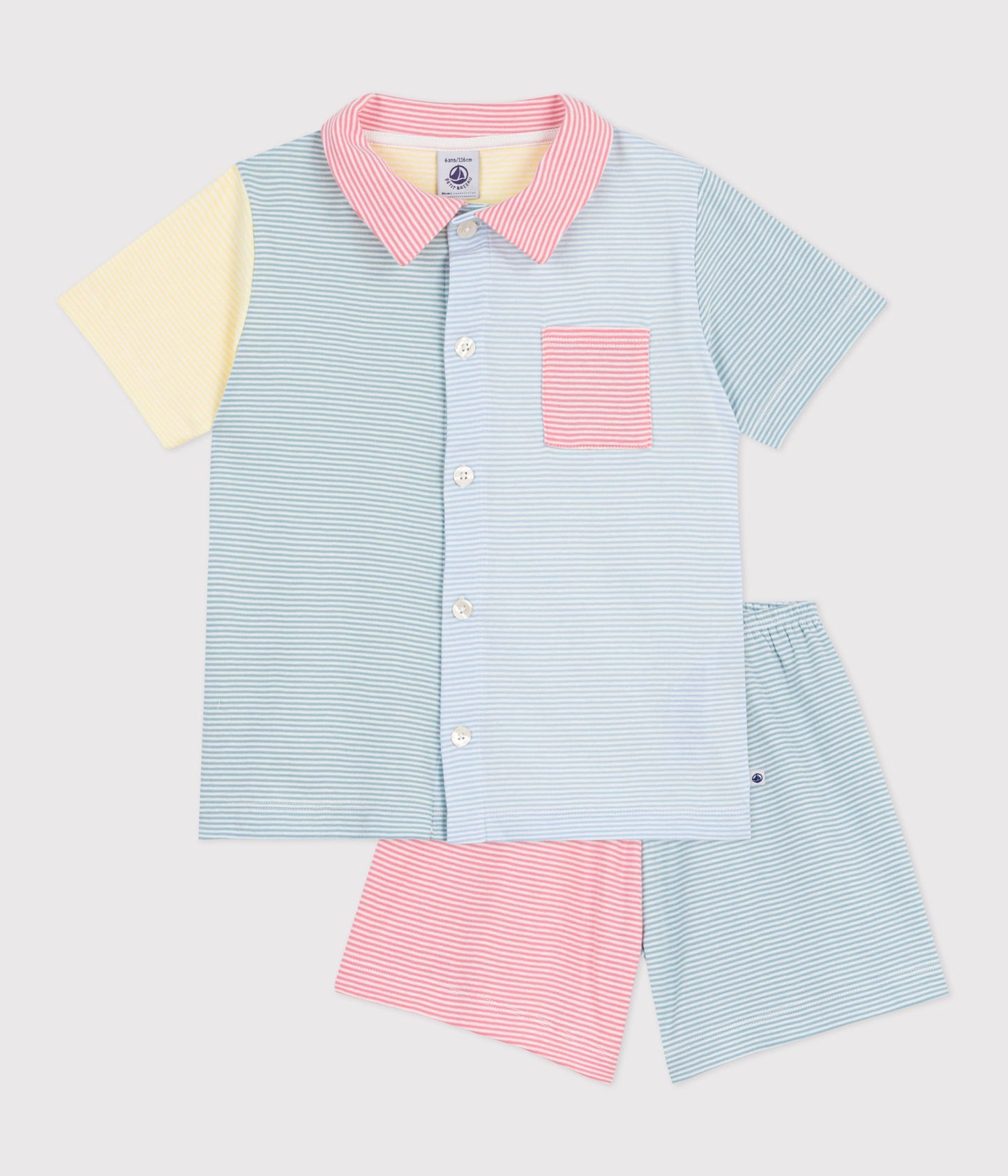 Pyjamas med knapper og korte ben - Multi striber