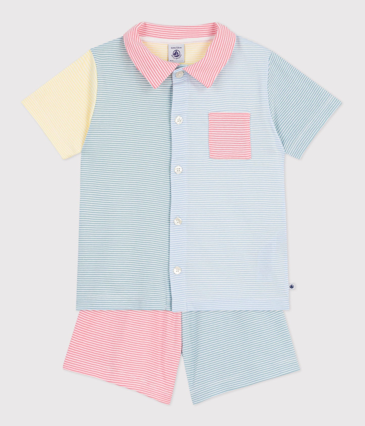 Pyjamas med knapper og korte ben - Multi striber