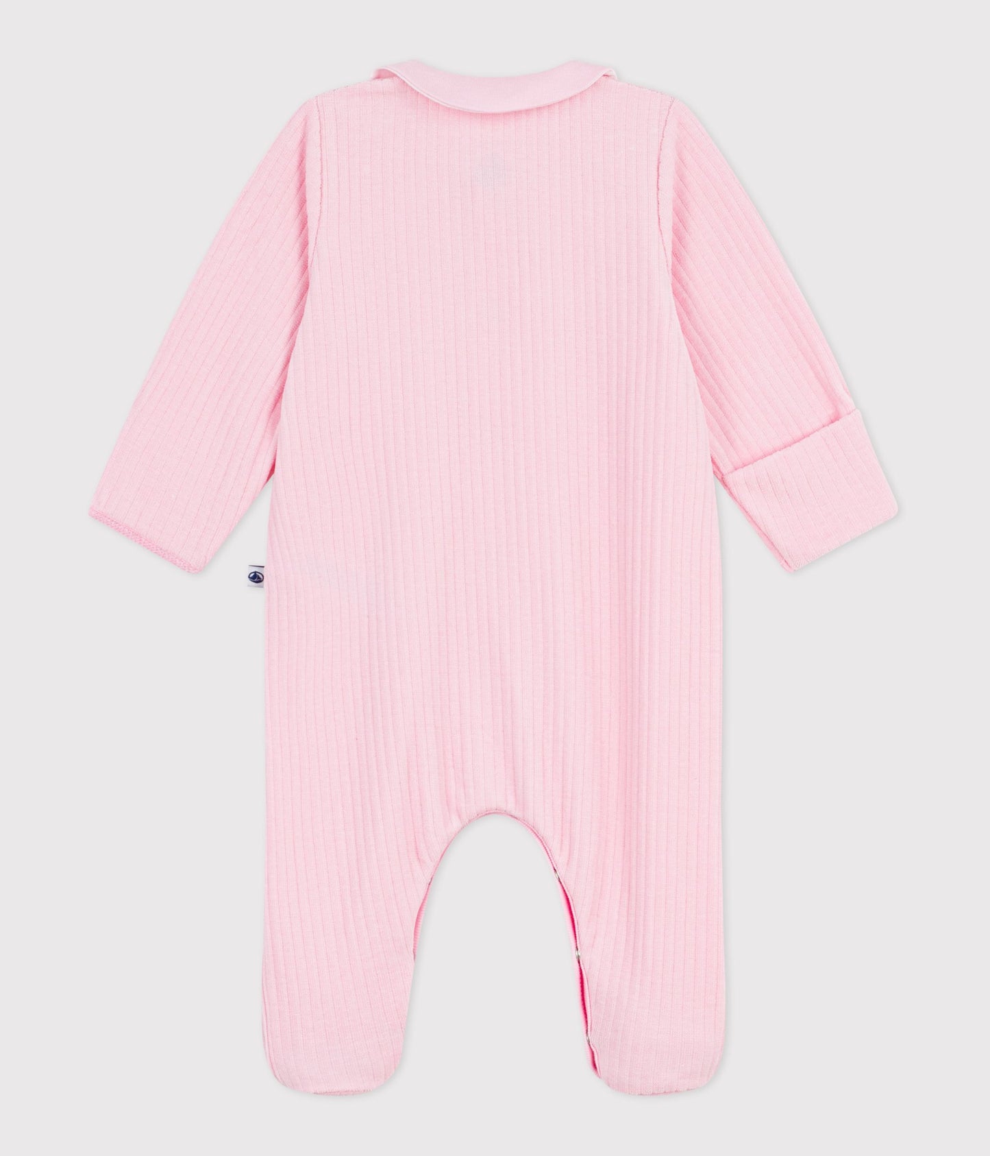 Pyjamas i velour med fødder - Ensfarvet lyserød/Marquise