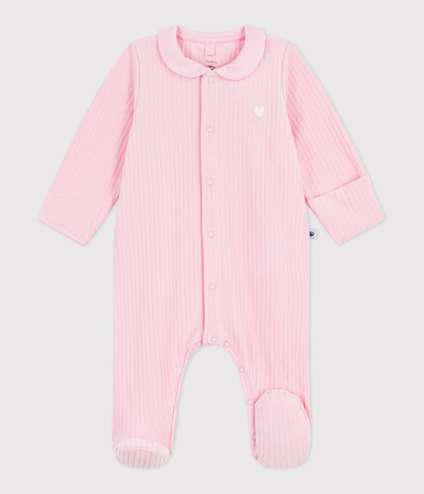 Pyjamas i velour med fødder - Ensfarvet lyserød/Marquise