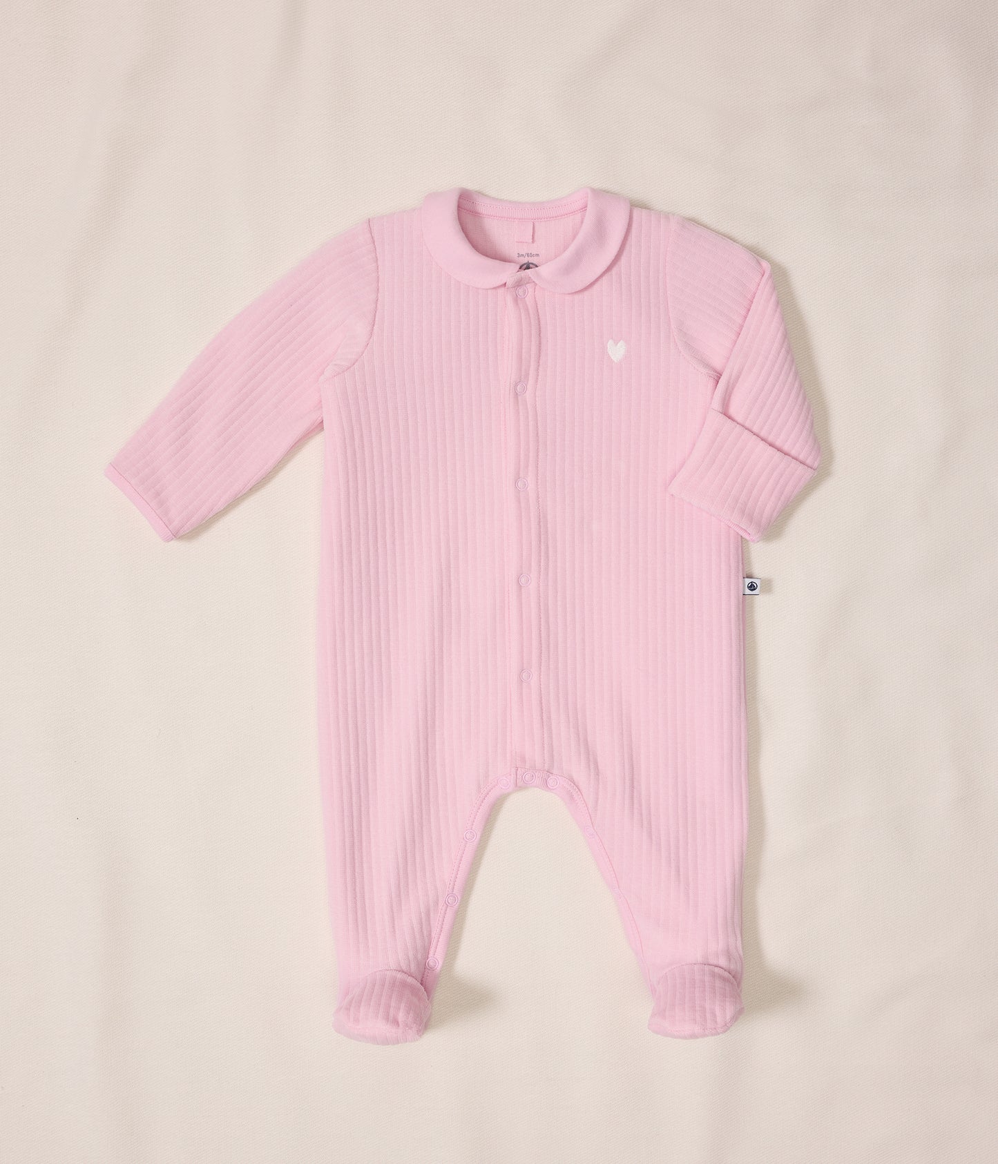 Pyjamas i velour med fødder - Ensfarvet lyserød/Marquise