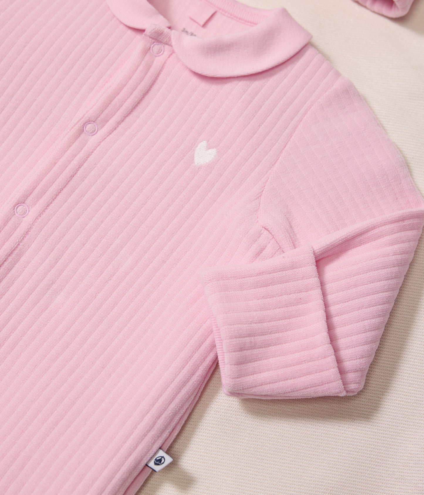 Pyjamas i velour med fødder - Ensfarvet lyserød/Marquise