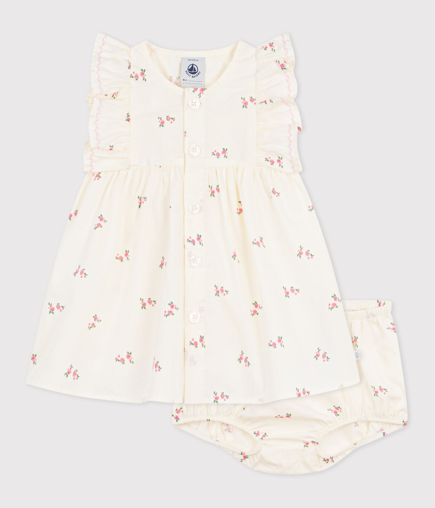 Kjole med bloomers og blomstertryk til baby