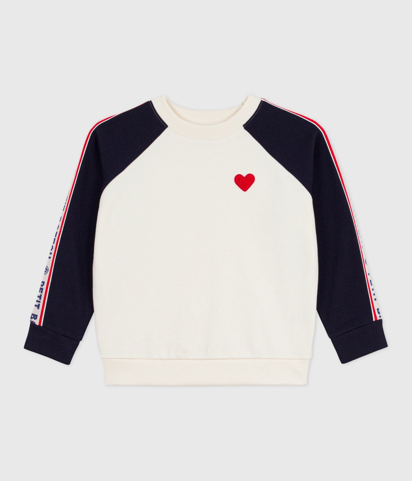 Sweatshirt med hjerte til børn - Mørkeblå med stribe