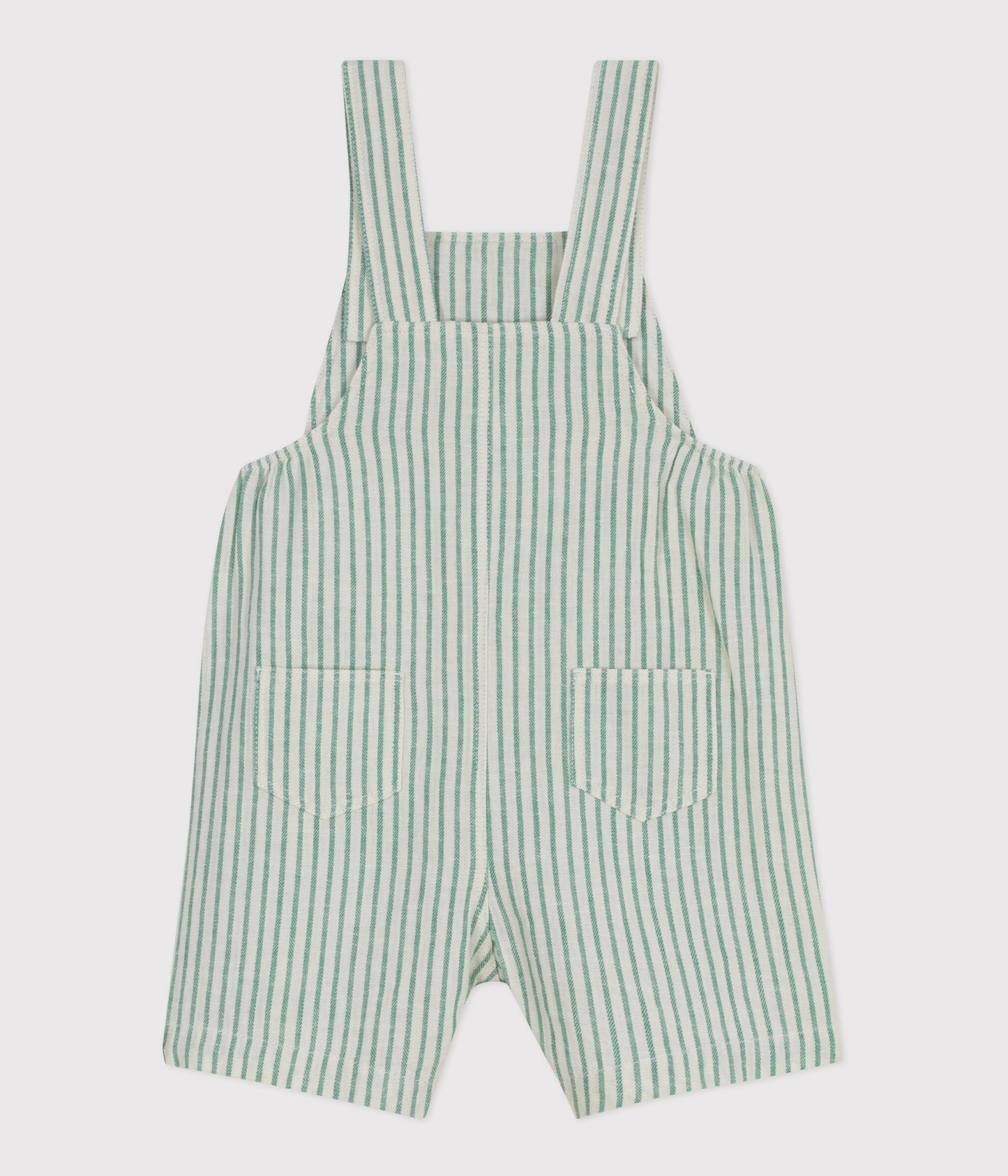 Korte overalls i bomuld/hør - Greeny striber