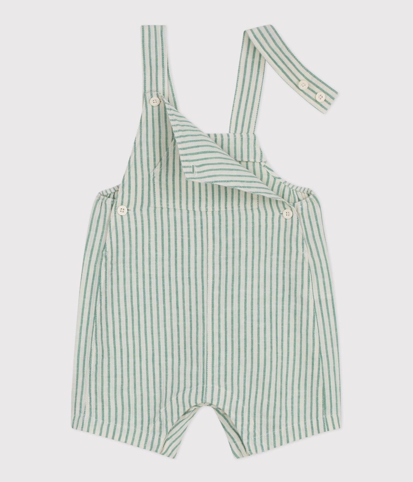 Korte overalls i bomuld/hør - Greeny striber