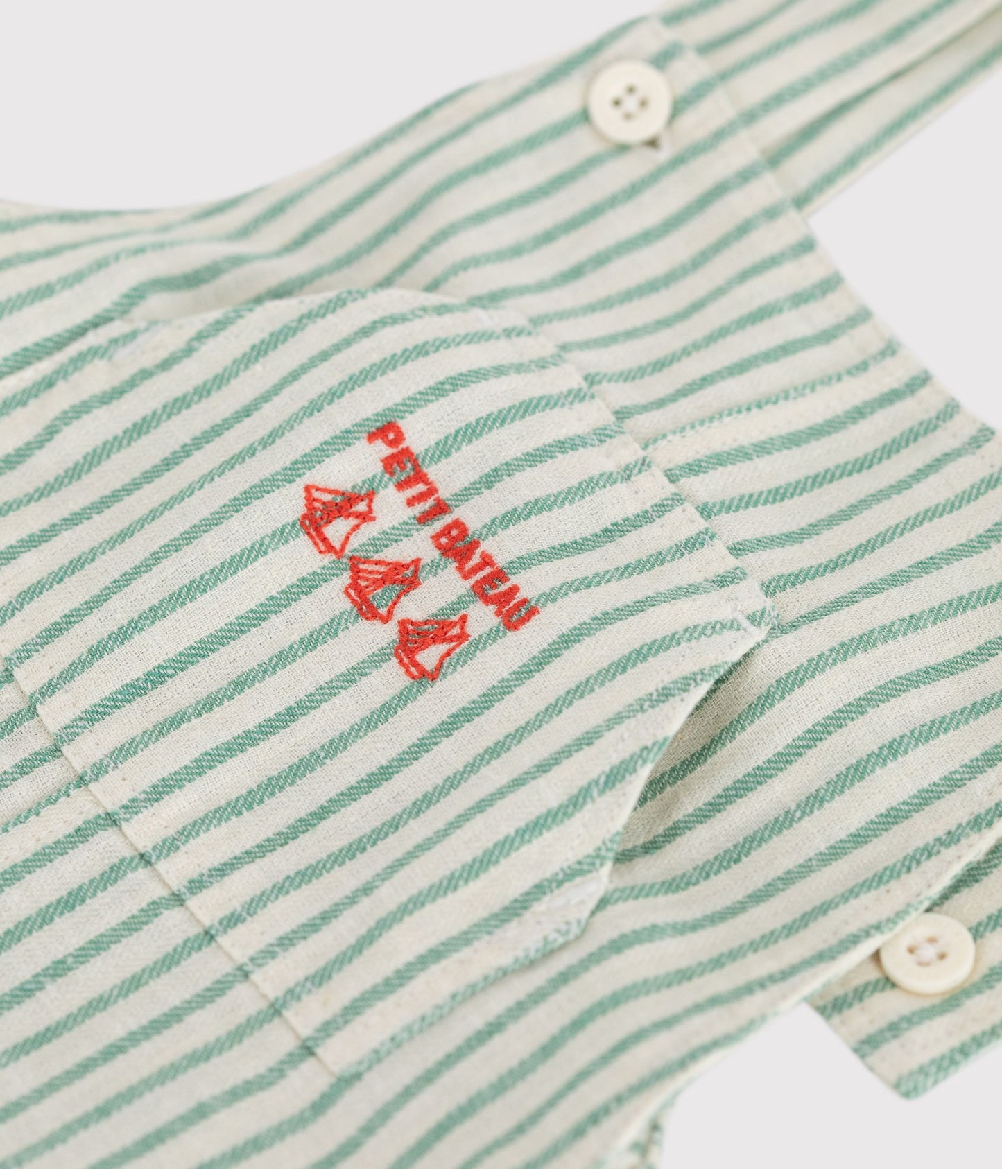 Korte overalls i bomuld/hør - Greeny striber