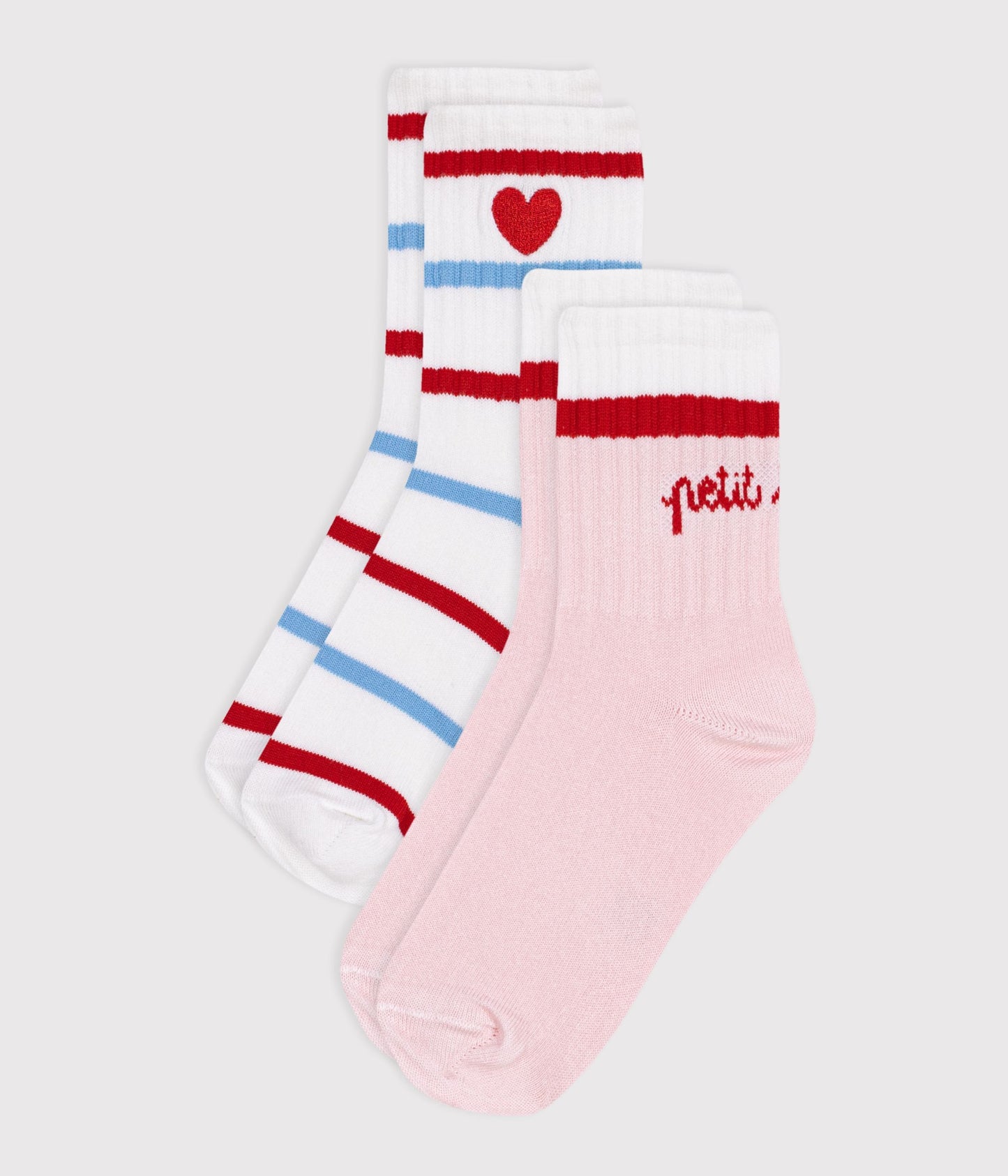 2-pak bomuldsstrømper til piger - Lyserøde/Stribede