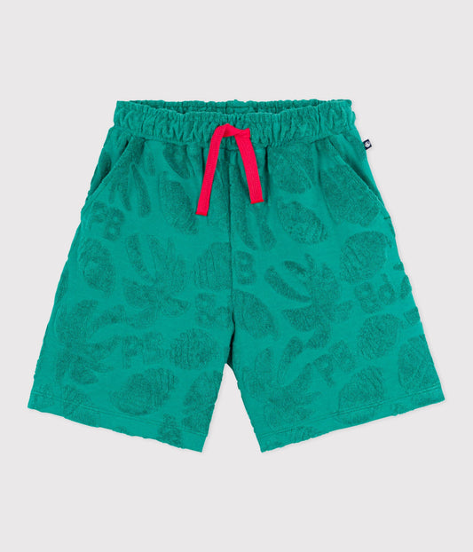 Shorts i bomuldsfrotté til drenge - Greeny grøn