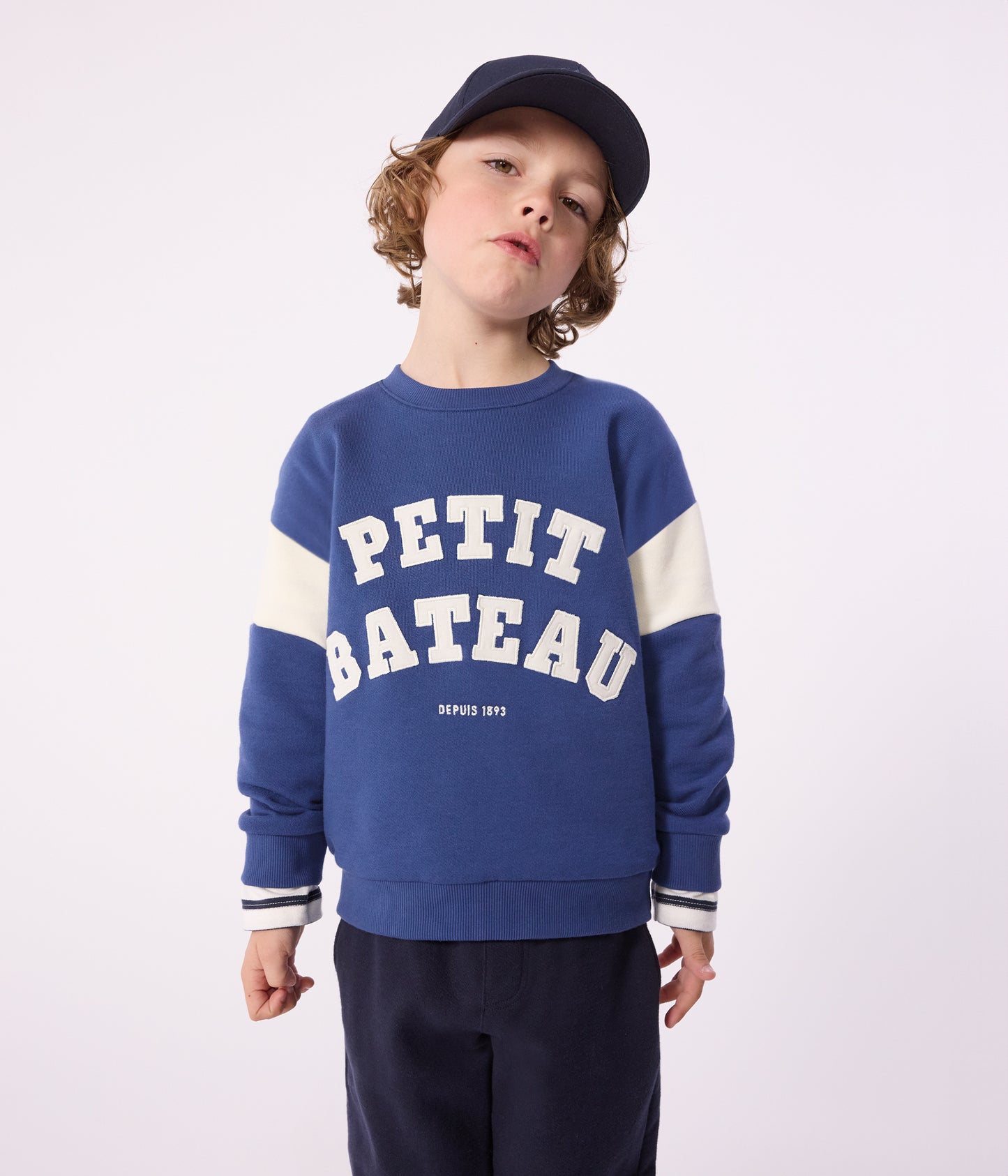 Sweatshirt til børn i blå med logo