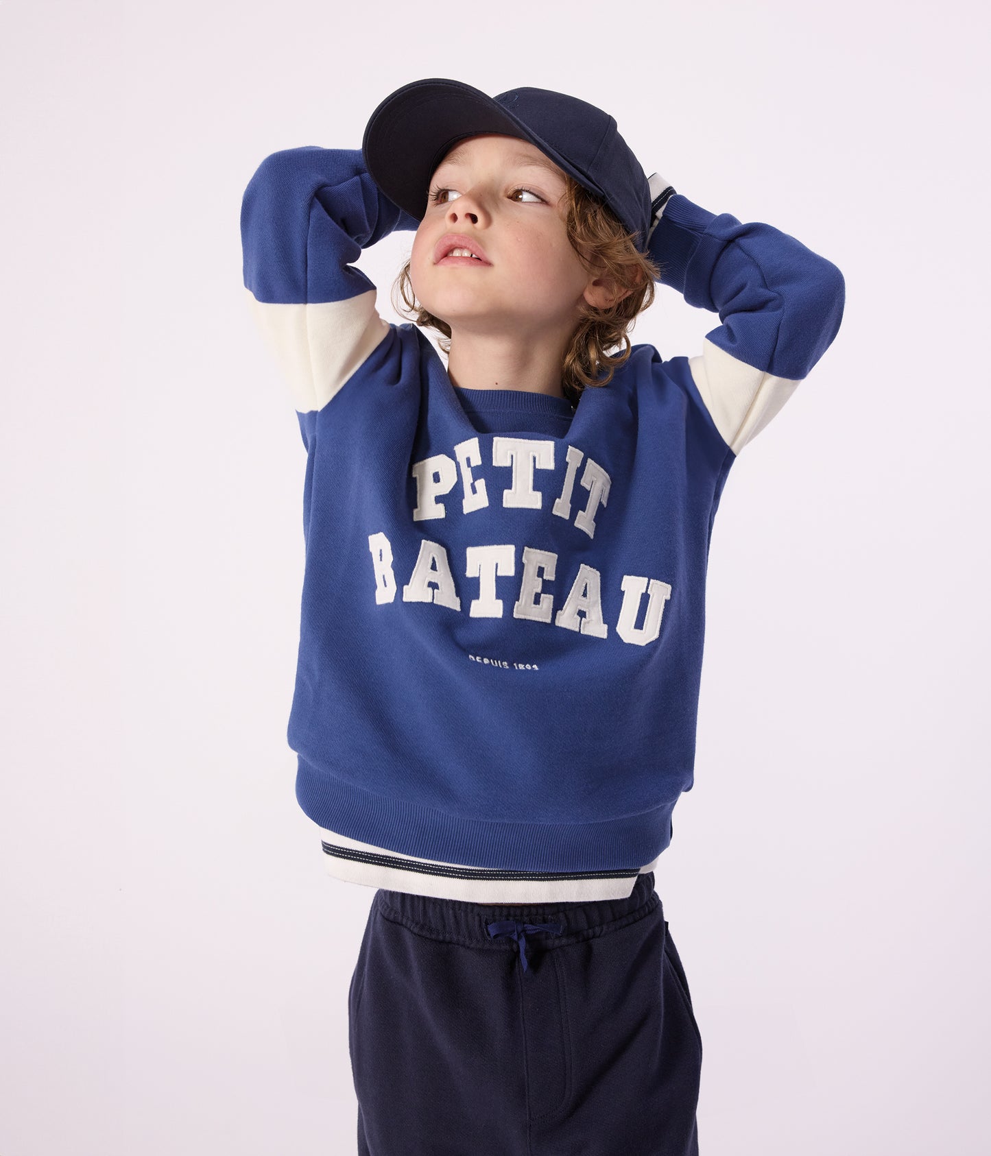 Sweatshirt til børn i blå med logo