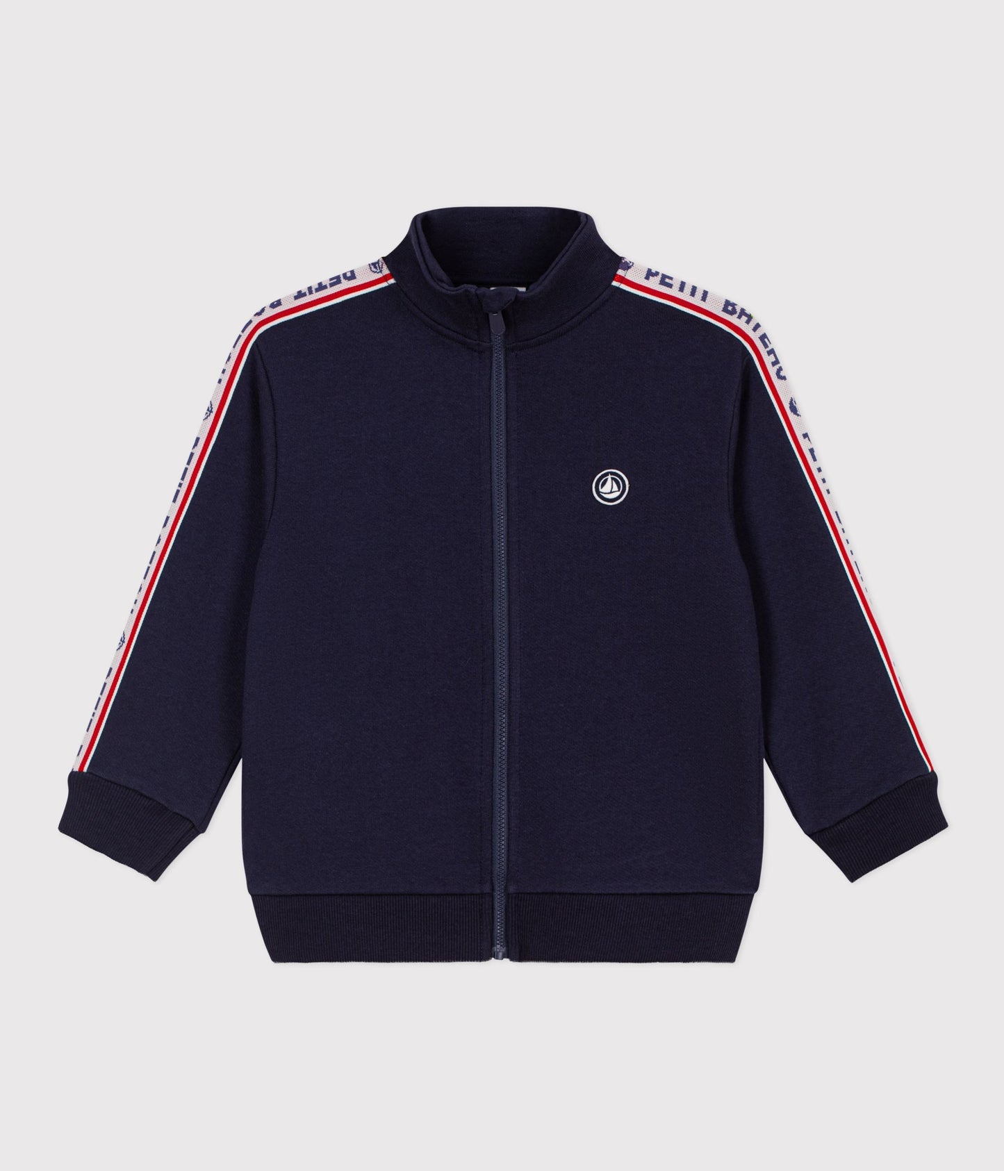 Sweatshirt med lynlås til børn - Mørkeblå med stribe