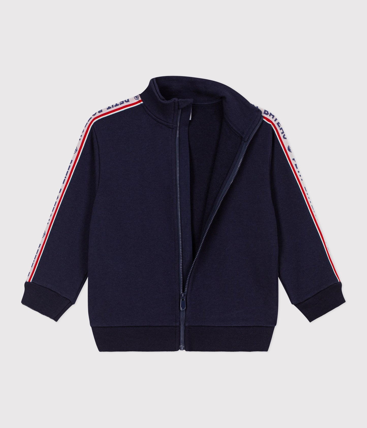 Sweatshirt med lynlås til børn - Mørkeblå med stribe
