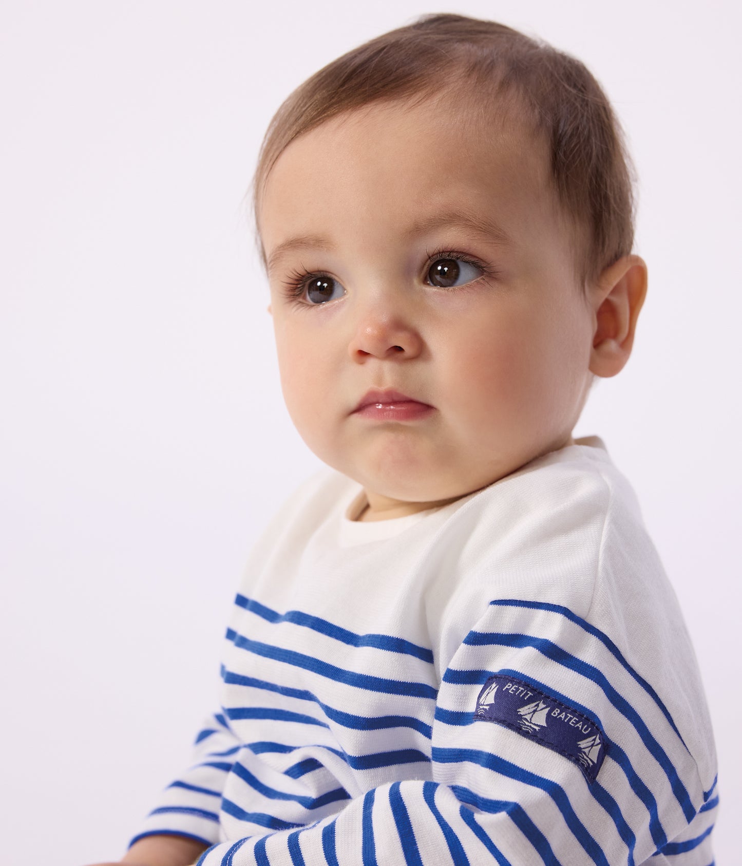 Langærmet t-shirt til baby - Perseblå striber