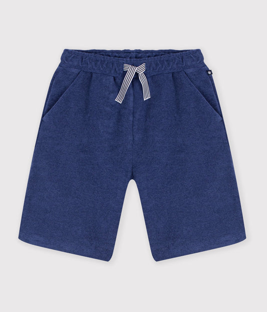 Shorts i bomuldsfrotté til drenge - blå
