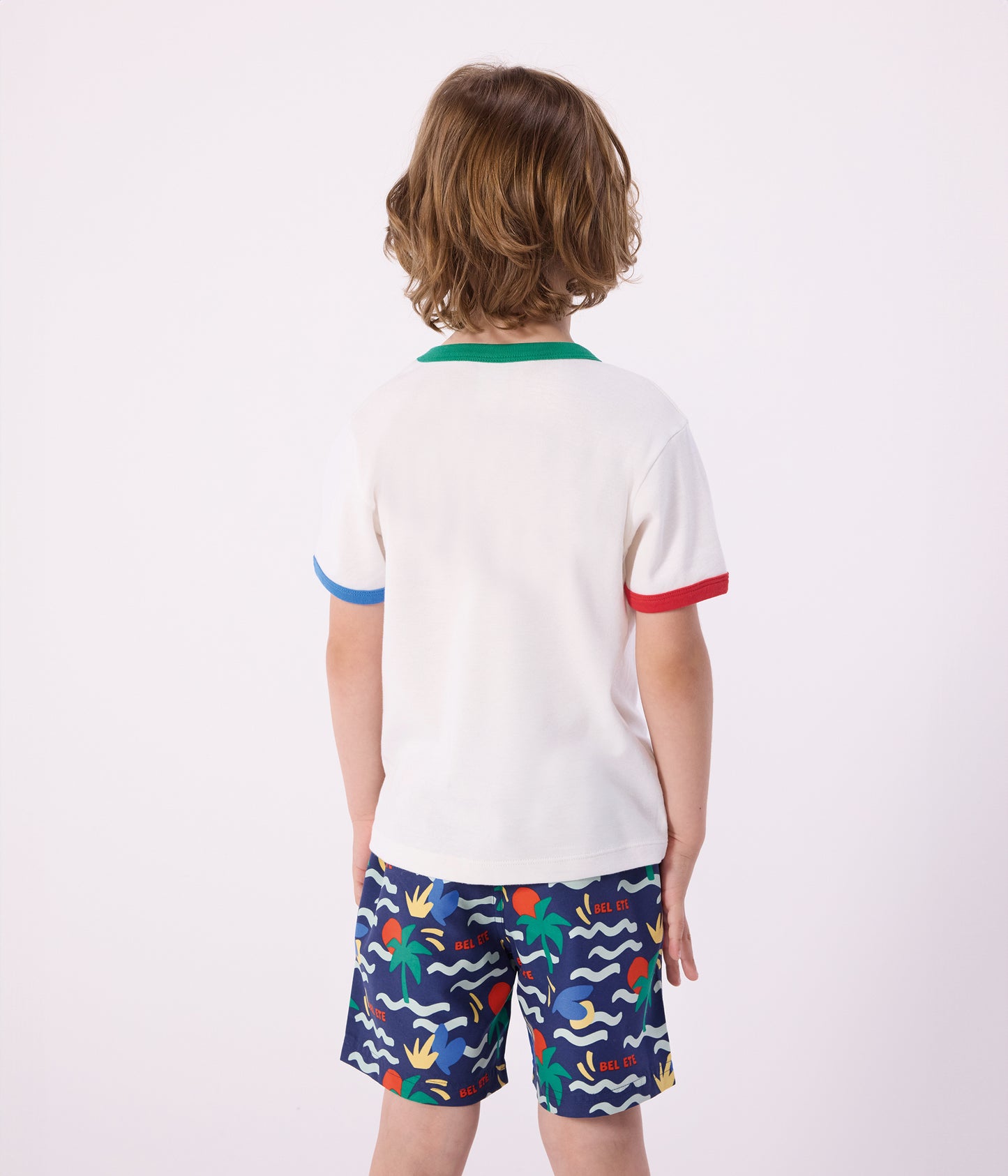 T-shirt med farvede kanter - Hvid