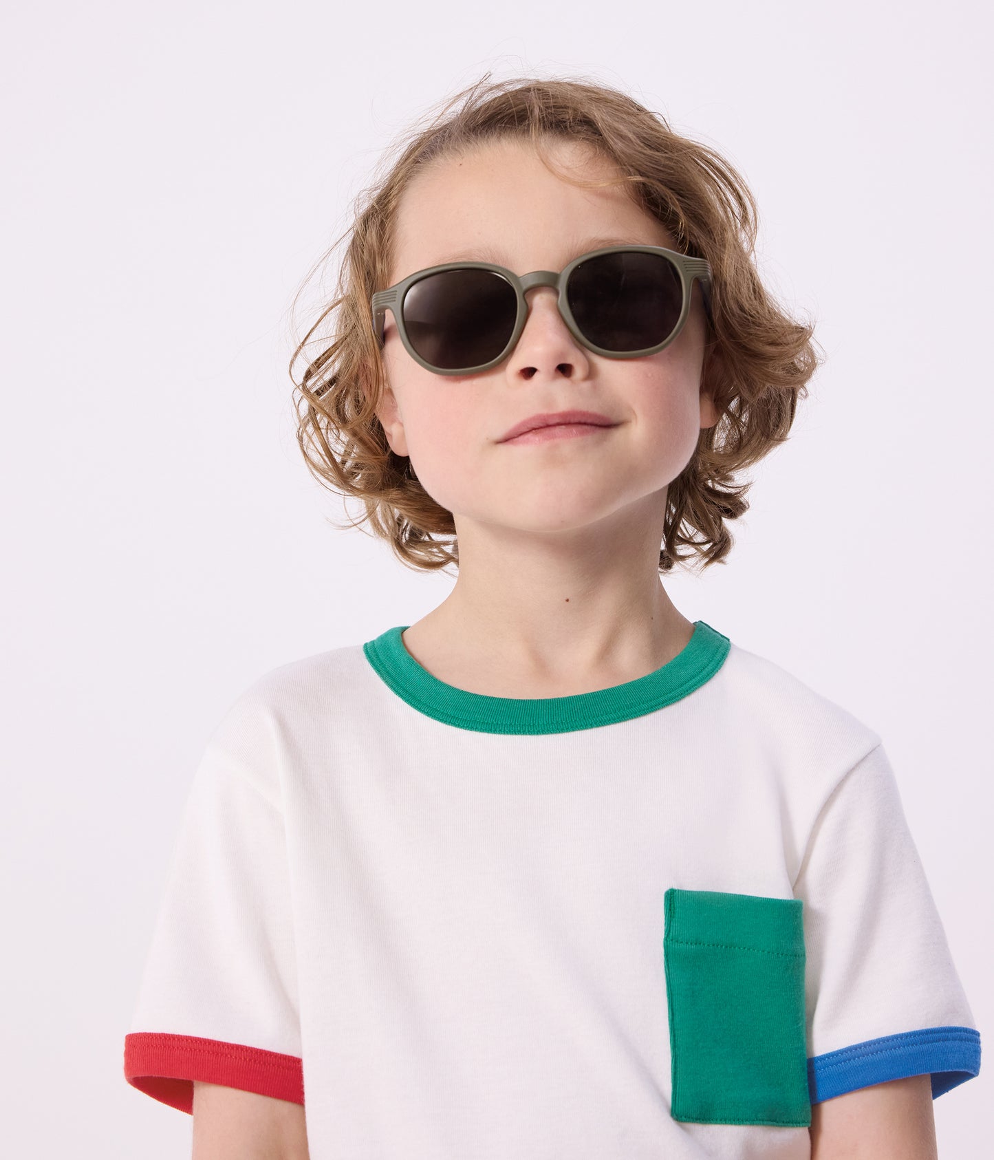 T-shirt med farvede kanter - Hvid