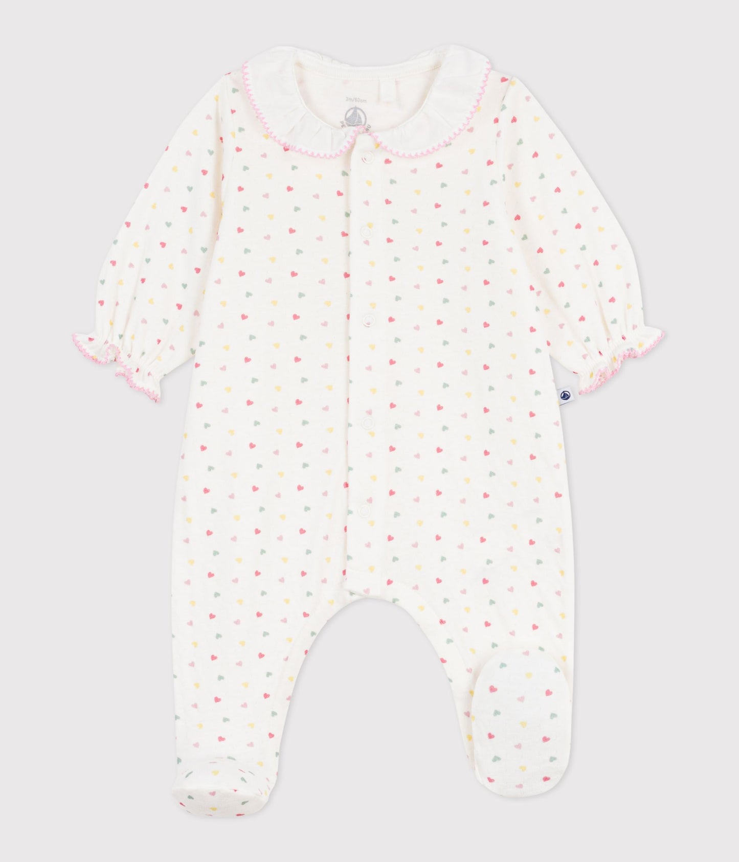Pyjamas med fødder og krave - Multifarvede hjerter
