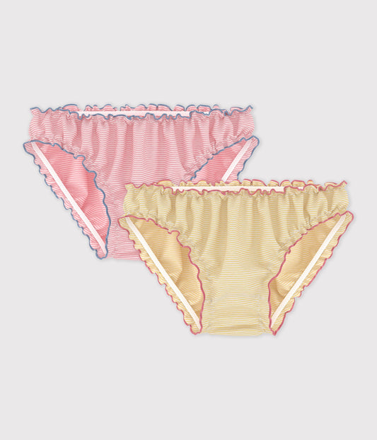 2-pak trusser til kvinder - Lysegule/lyserøde striber