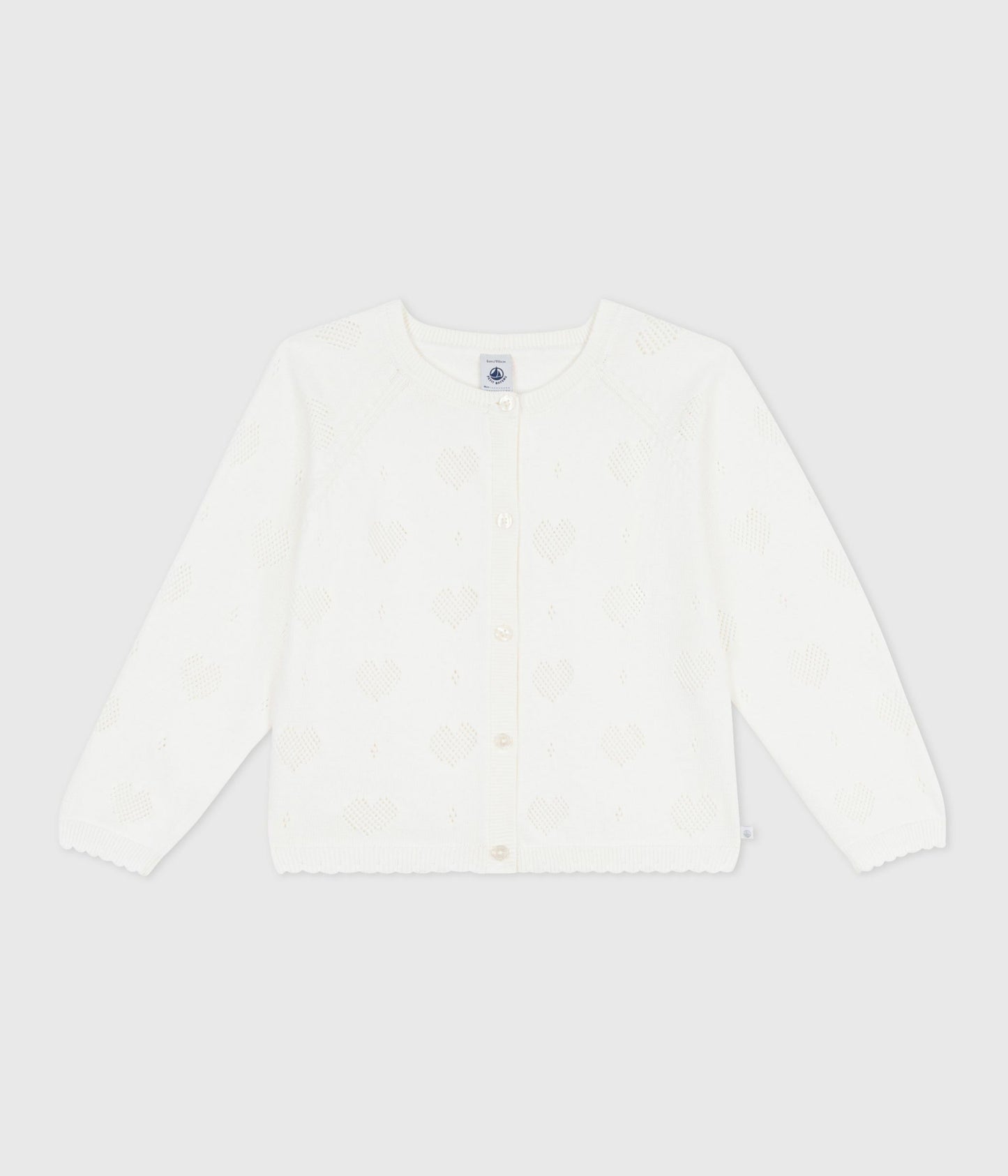 Cardigan med hjerte hulmønster - Hvid