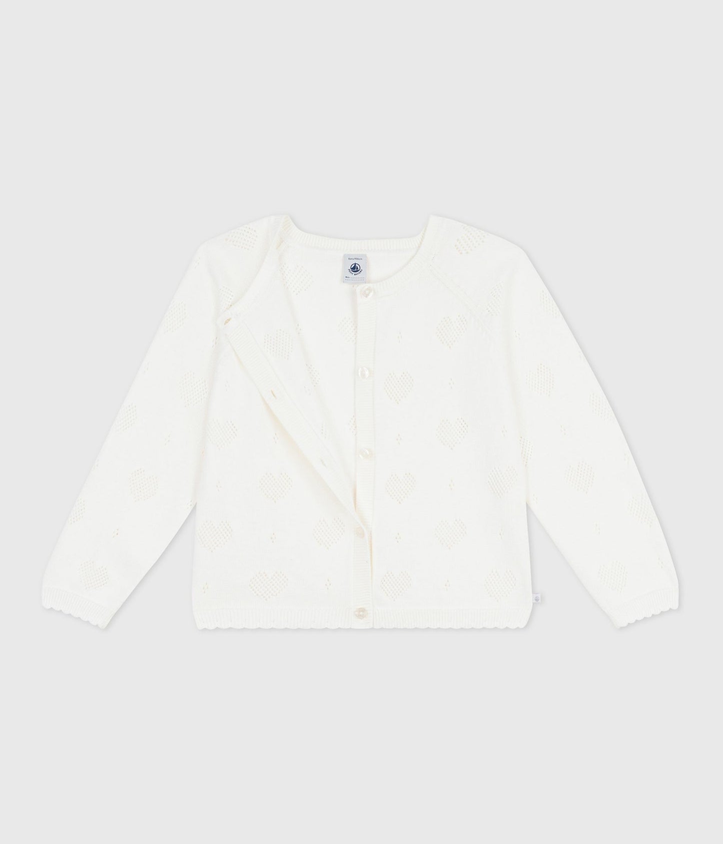 Cardigan med hjerte hulmønster - Hvid