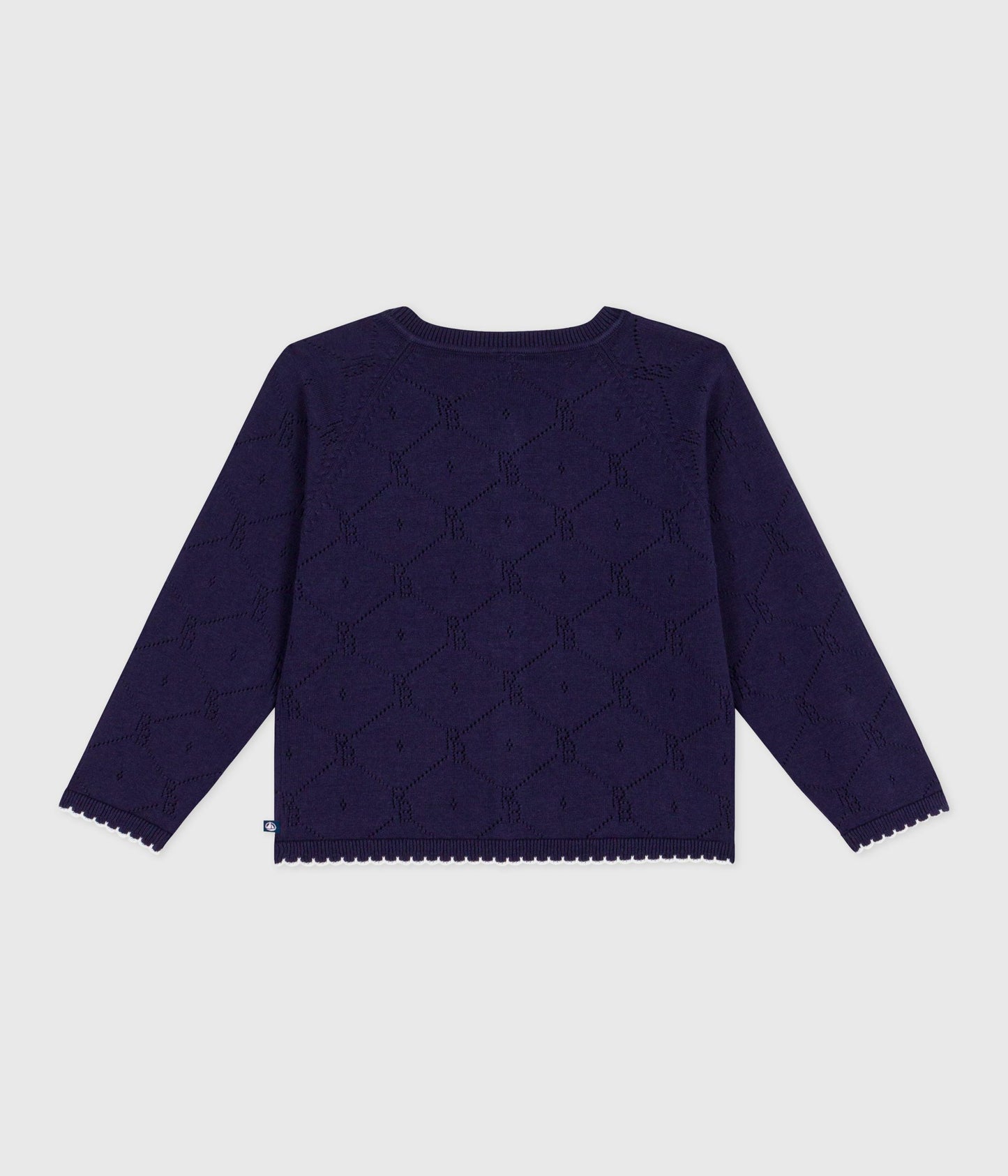 Mørkeblå bomuldscardigang med hulmønster