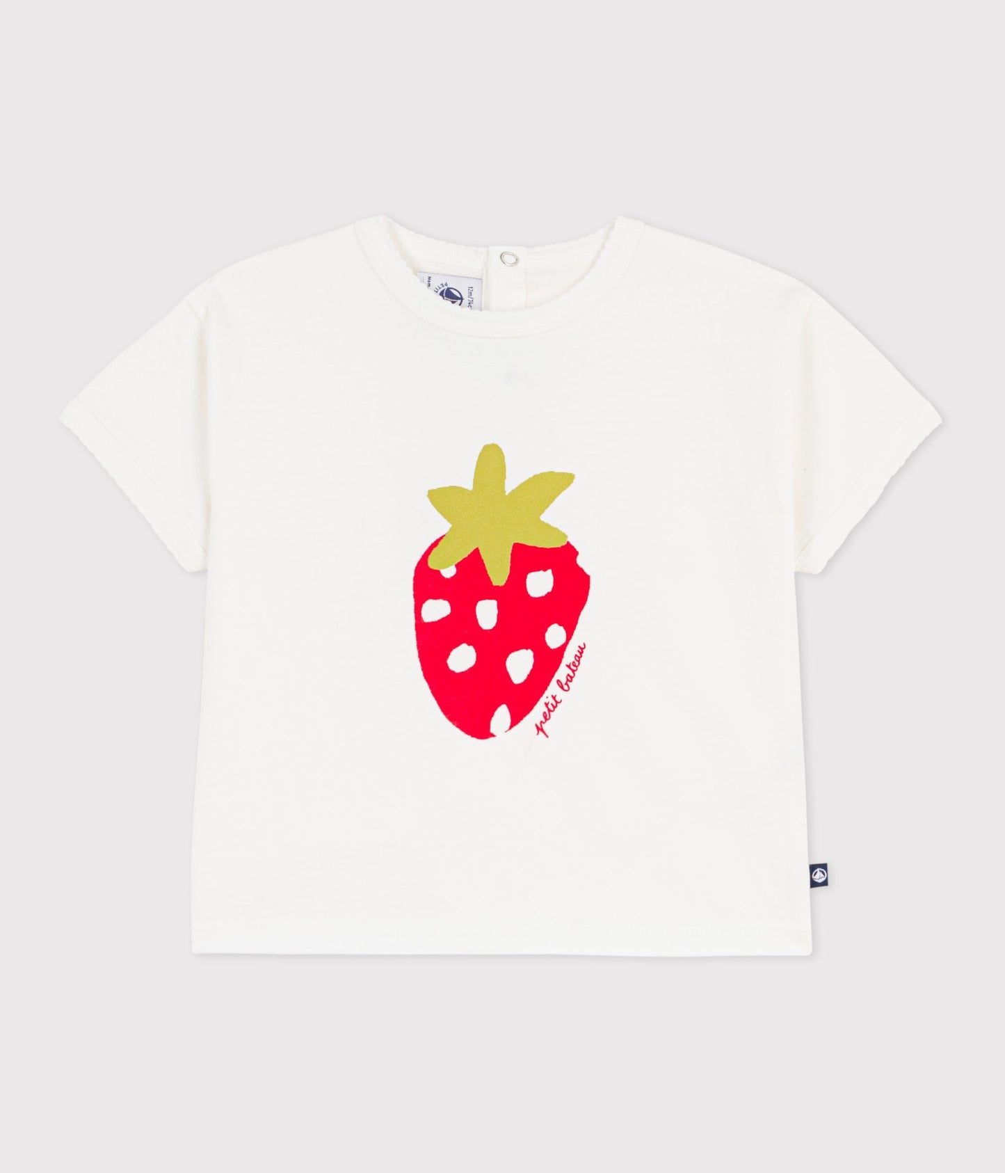T-shirt til baby med jordbær tryk - hvid