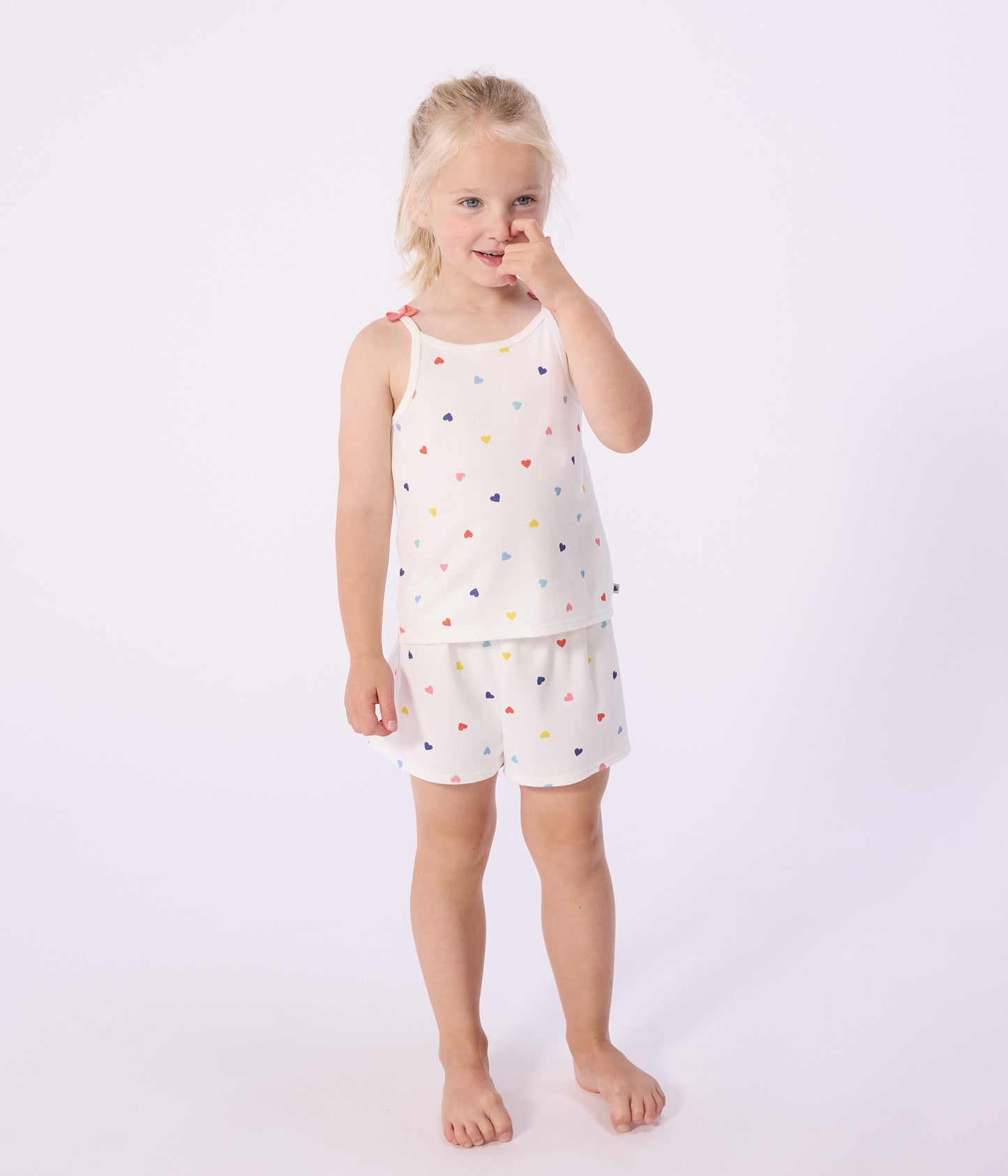 Pyjamas med stropper og shorts - Multi hjerter