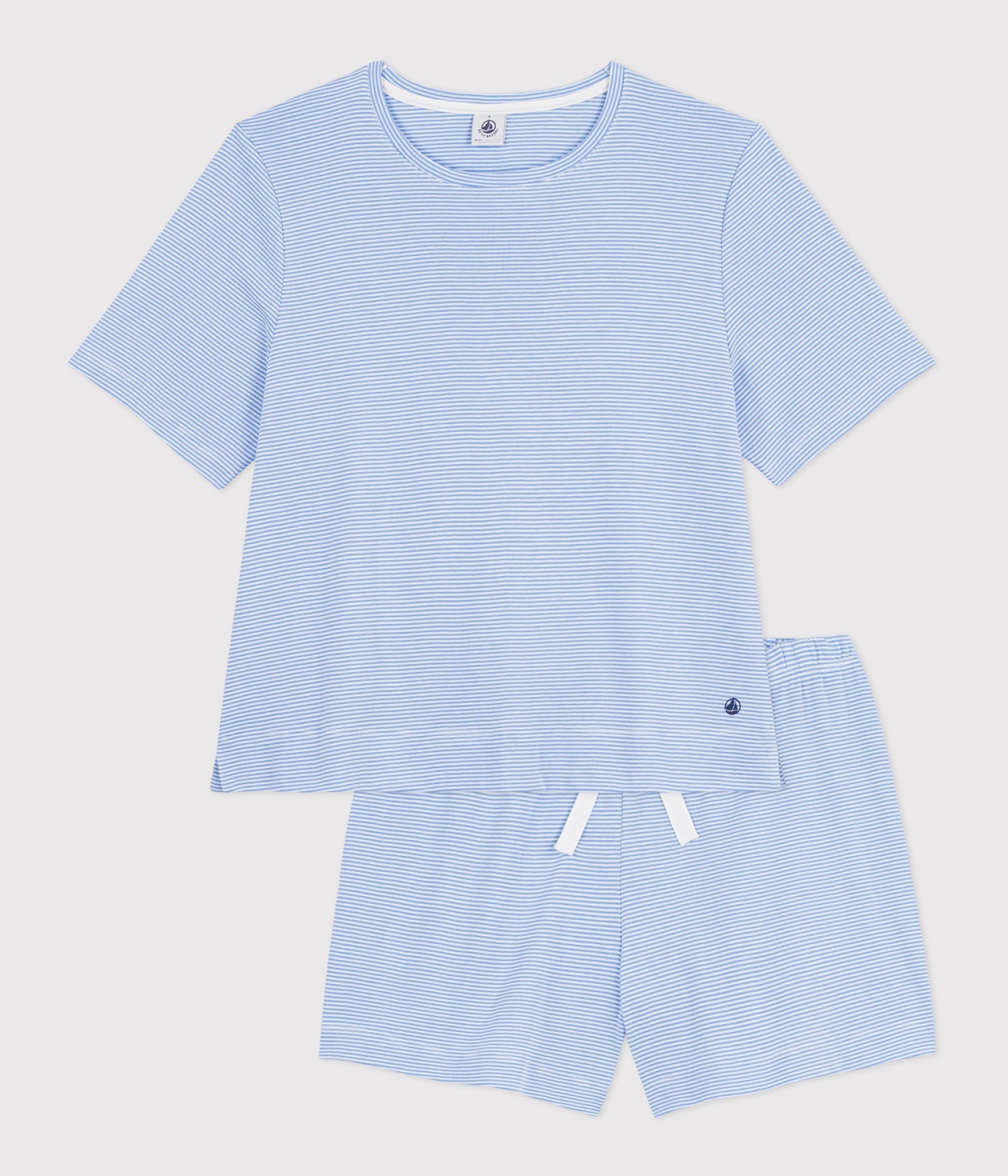 Kortærmet pyjamas til kvinder - Lyseblå striber