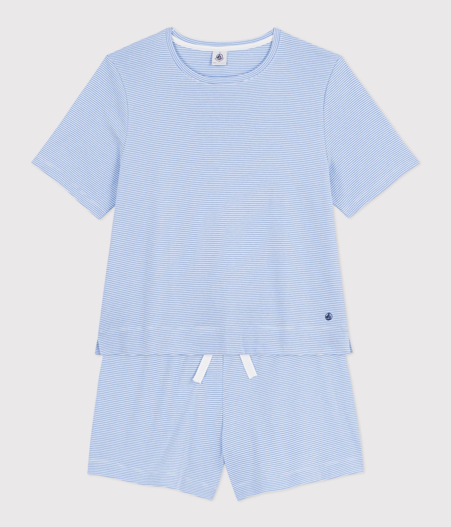 Kortærmet pyjamas til kvinder - Lyseblå striber