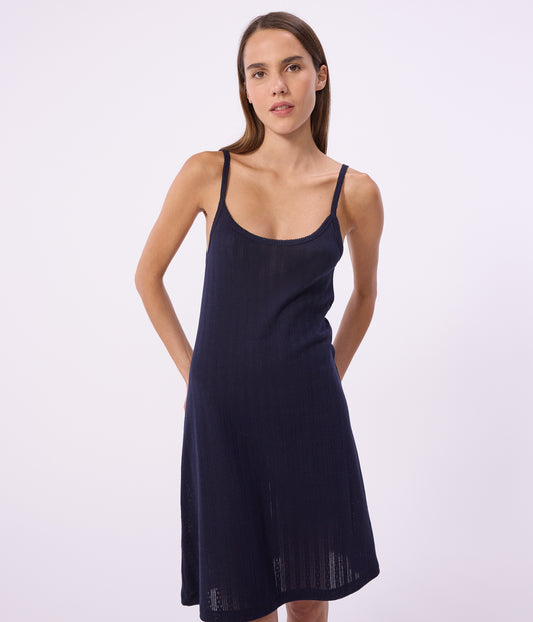 Stropkjole i pointelle til kvinder - Smoking blå