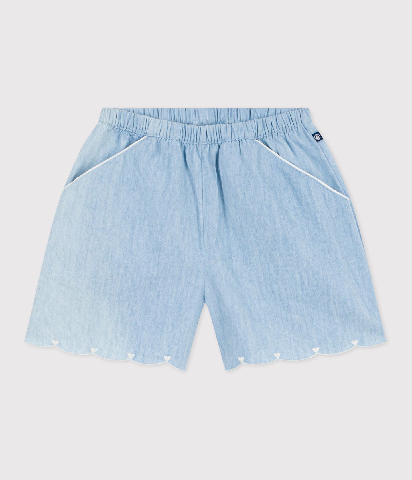 Bomuldsshorts i chambray-stof til piger - Bleu clair