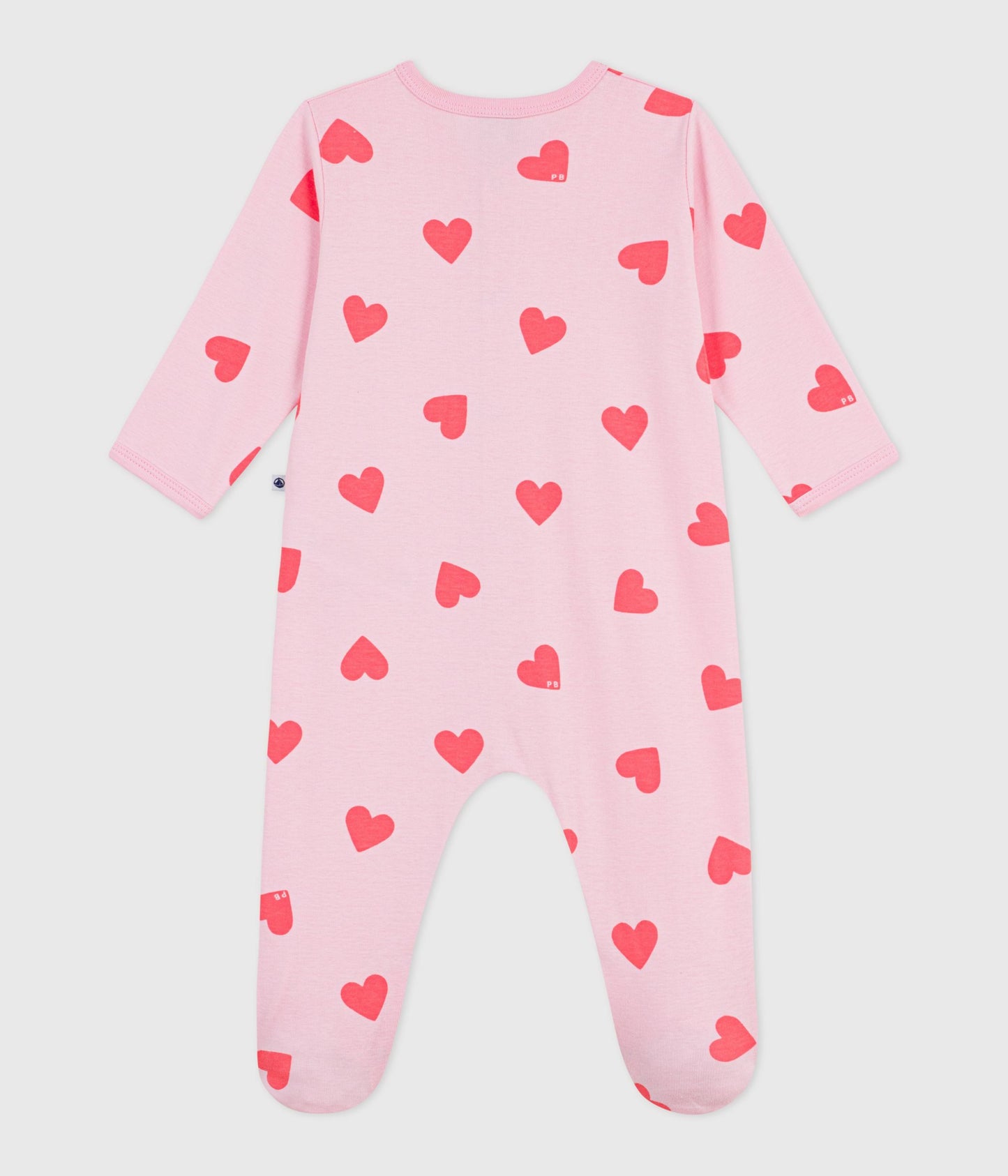 Pyjamas med fødder og hjerteprint - Lyserød