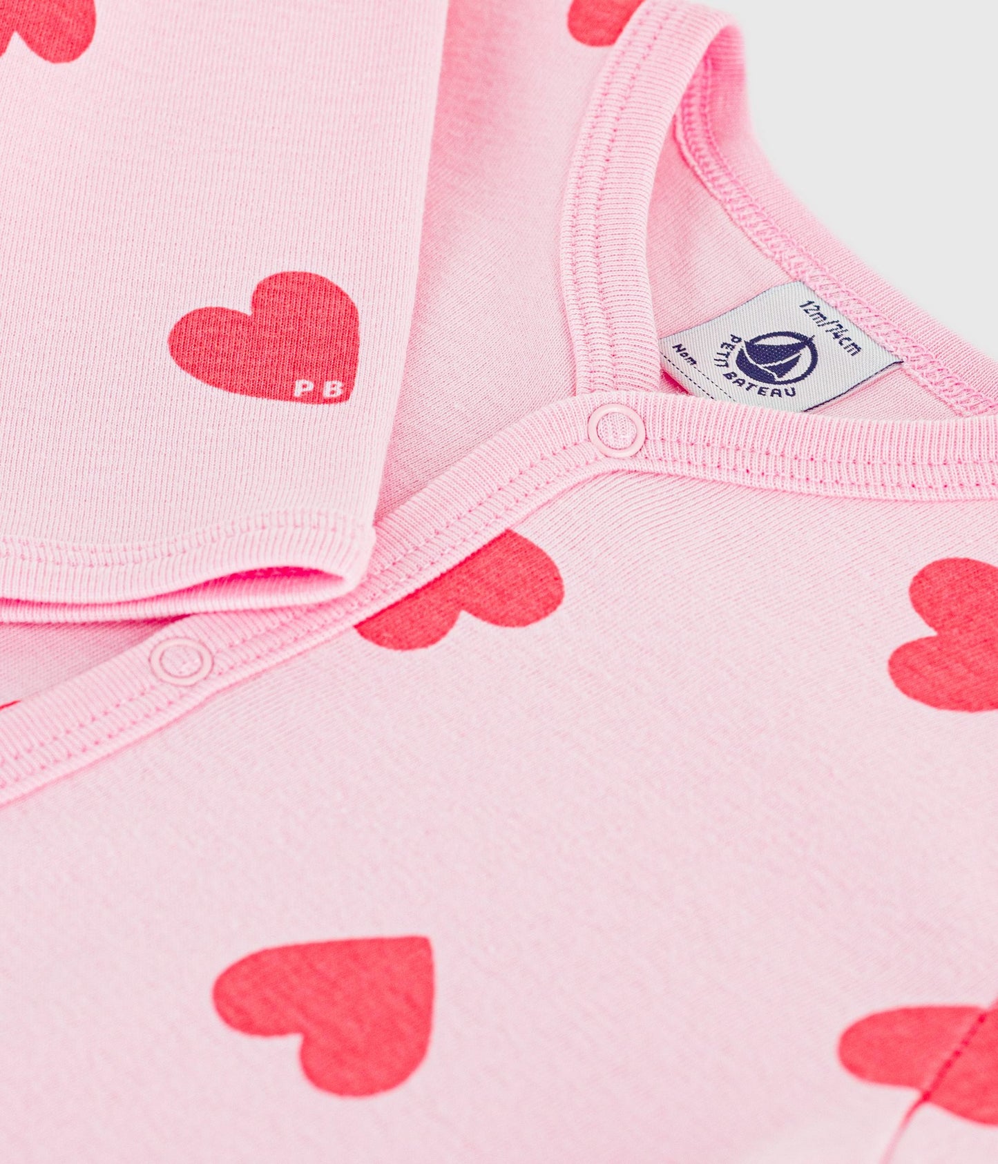 Pyjamas med fødder og hjerteprint - Lyserød