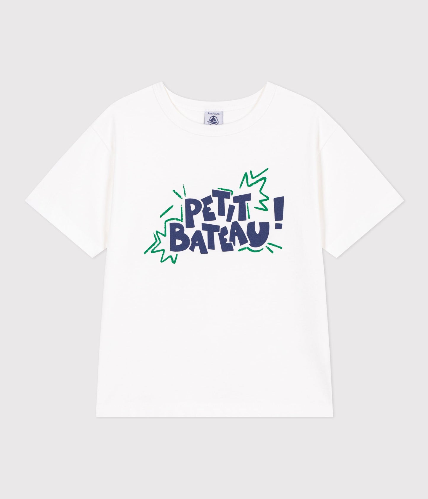 T-shirt med blåt/grønt logo - Hvid
