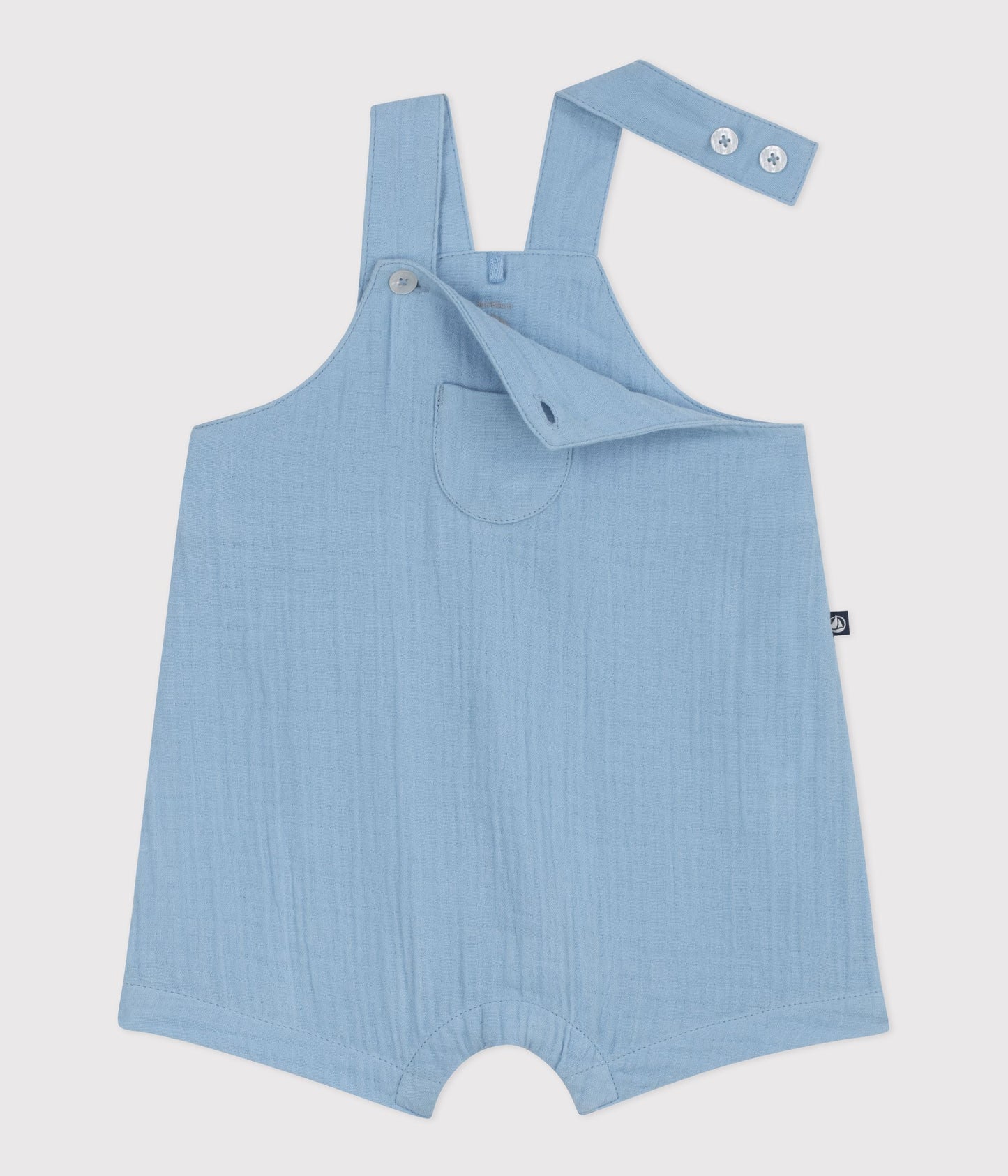 Overalls i bomuld med korte ben - Blå/Flo