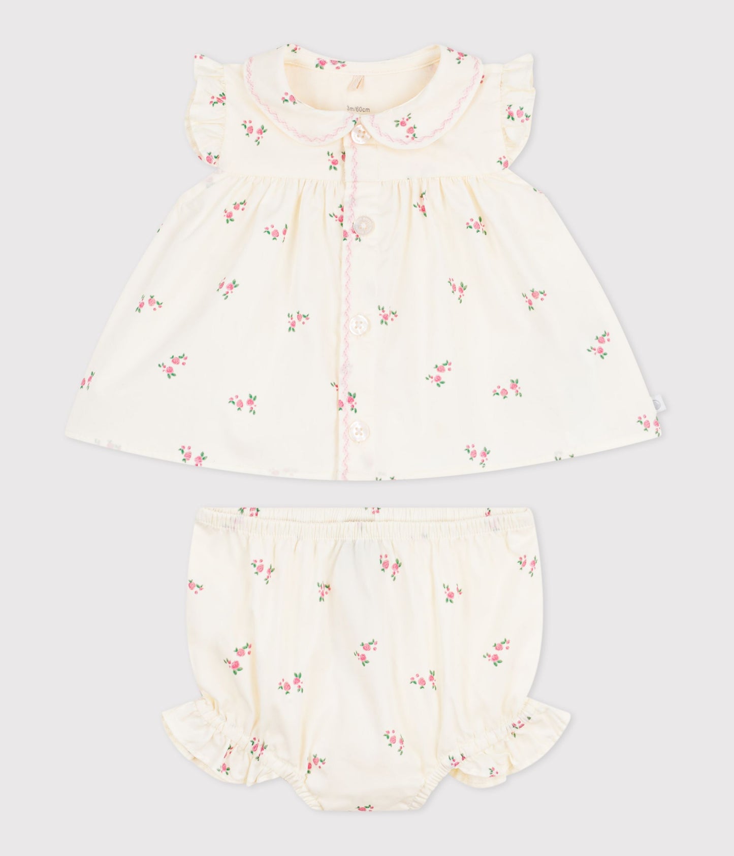 2-delt sæt til baby med bloomers og top - små blomster