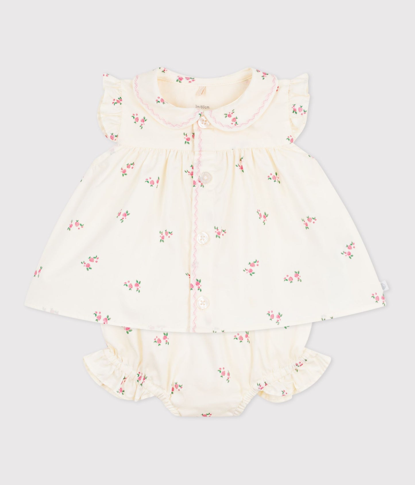 2-delt sæt til baby med bloomers og top - små blomster