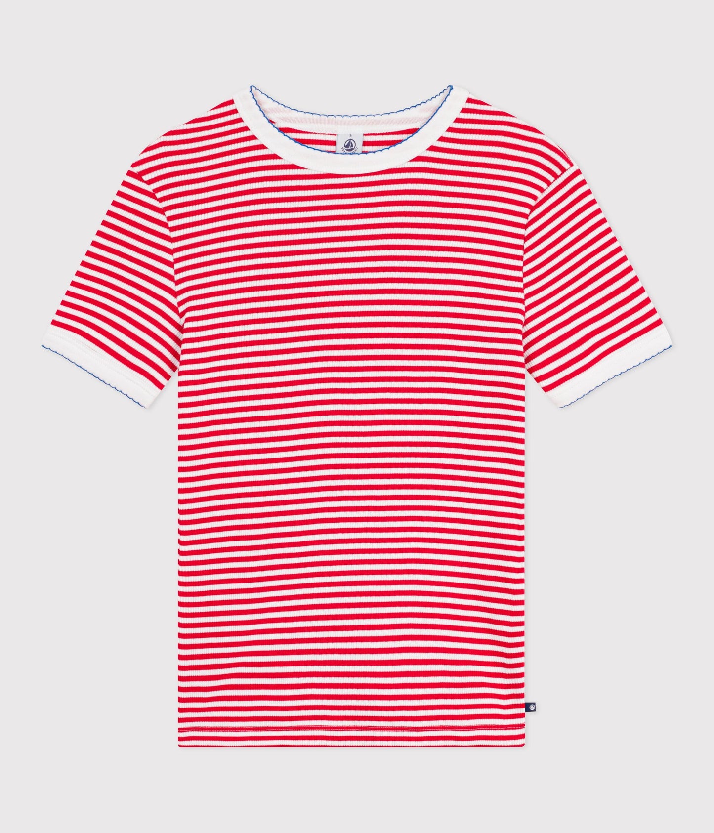 T-shirt i rib til kvinder - røde striber