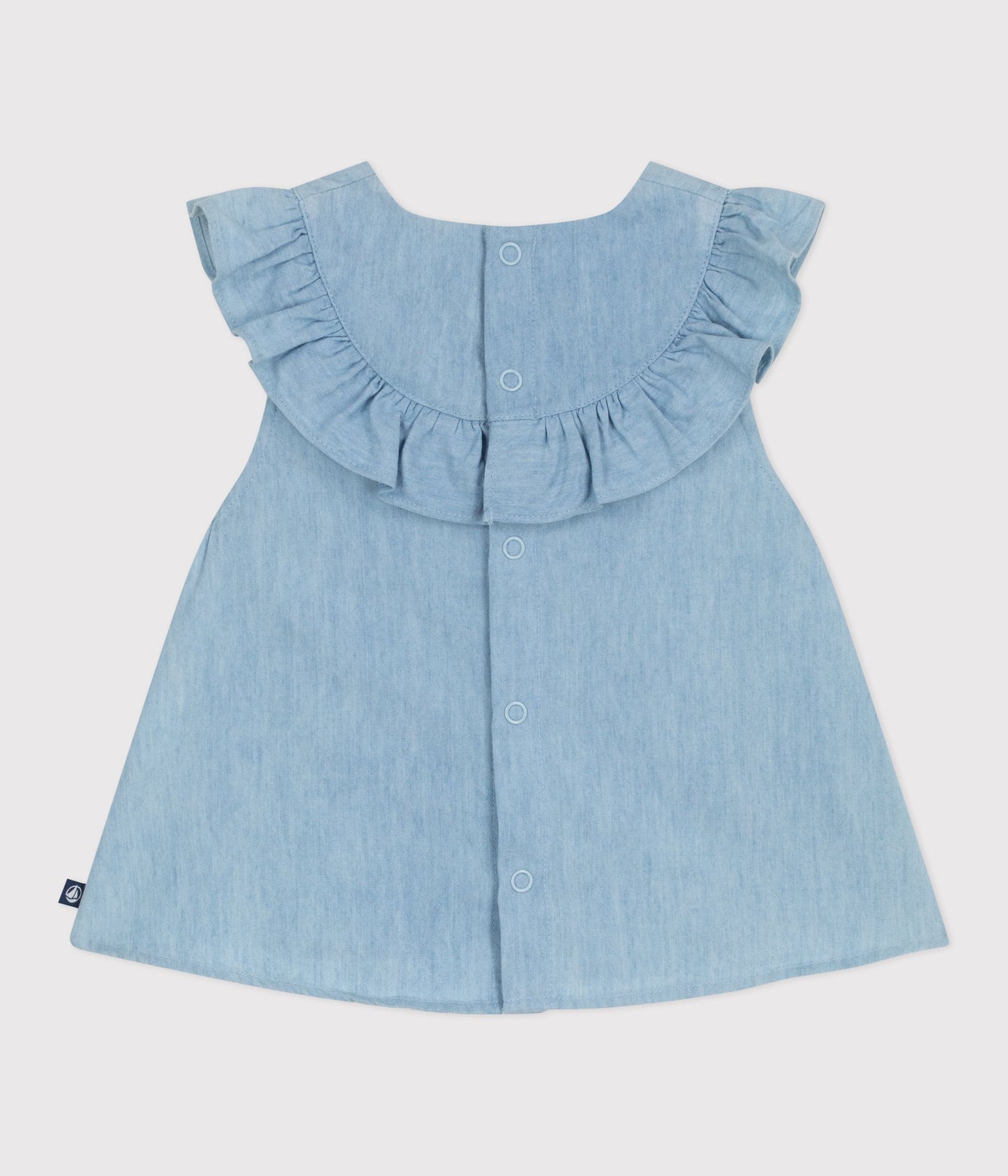 Bluse til baby i Chambray-stof - Bleu clair
