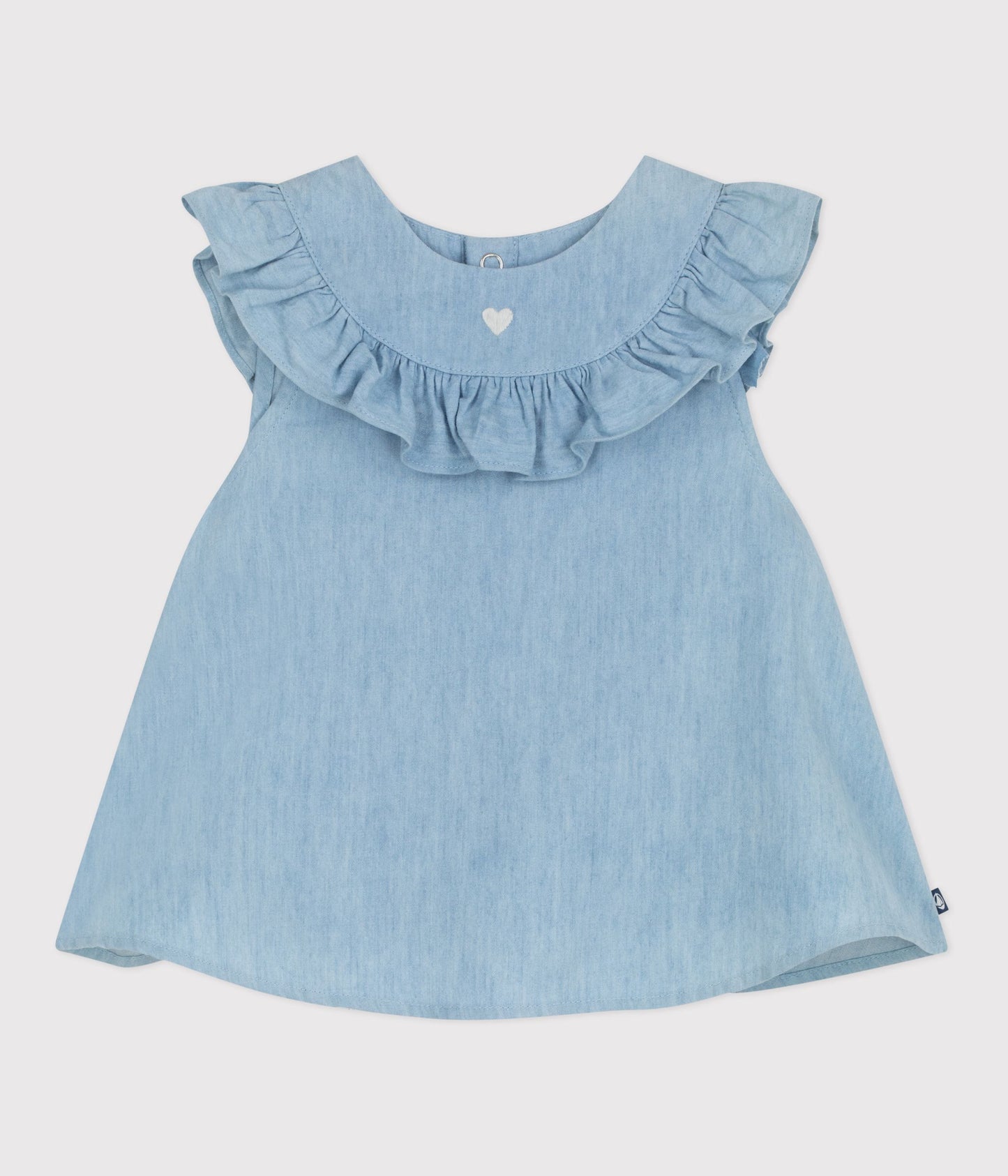 Bluse til baby i Chambray-stof - Bleu clair