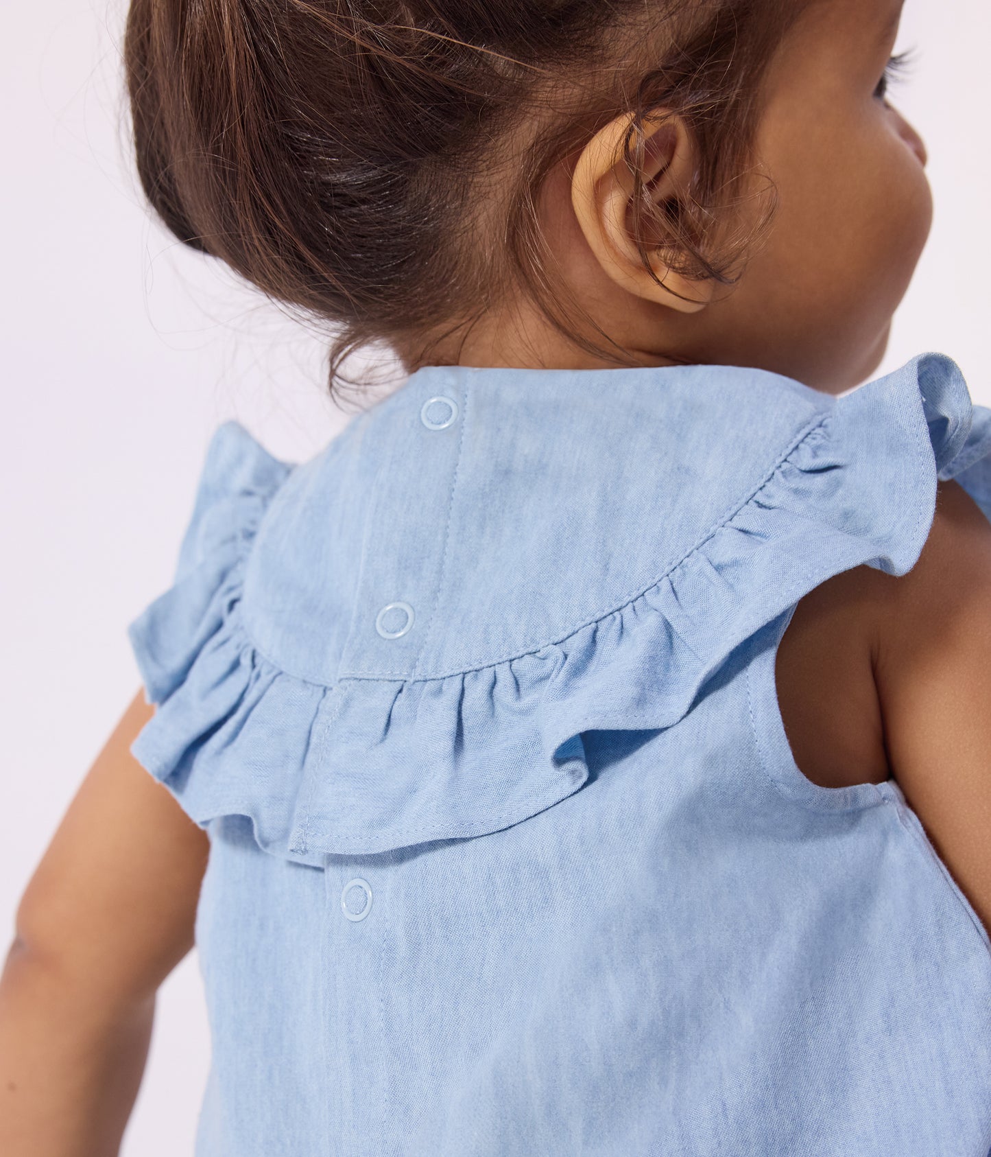 Bluse til baby i Chambray-stof - Bleu clair