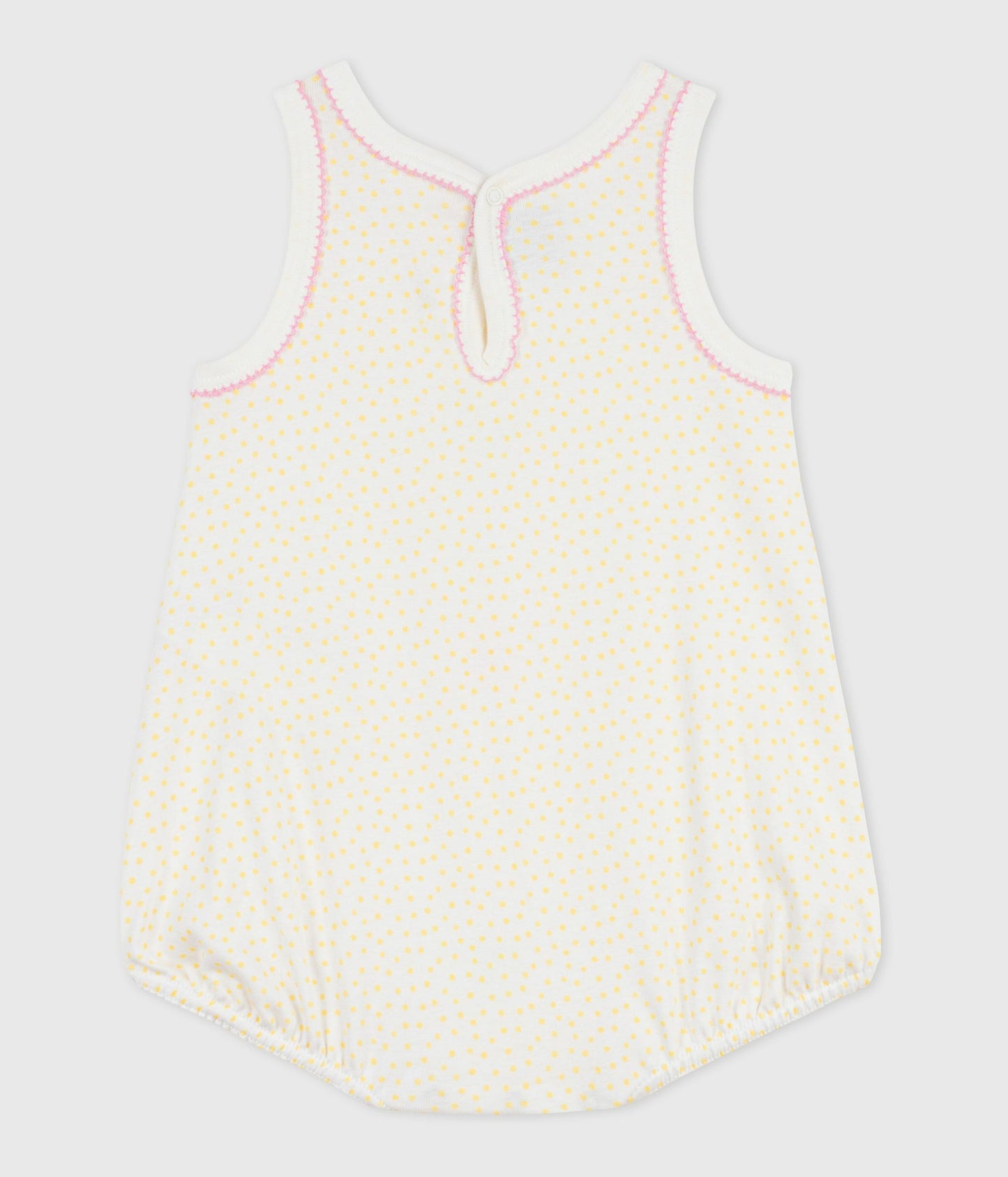 Ærmeløs kort bomuldsjumpsuit til baby - Lysegul/popcorn