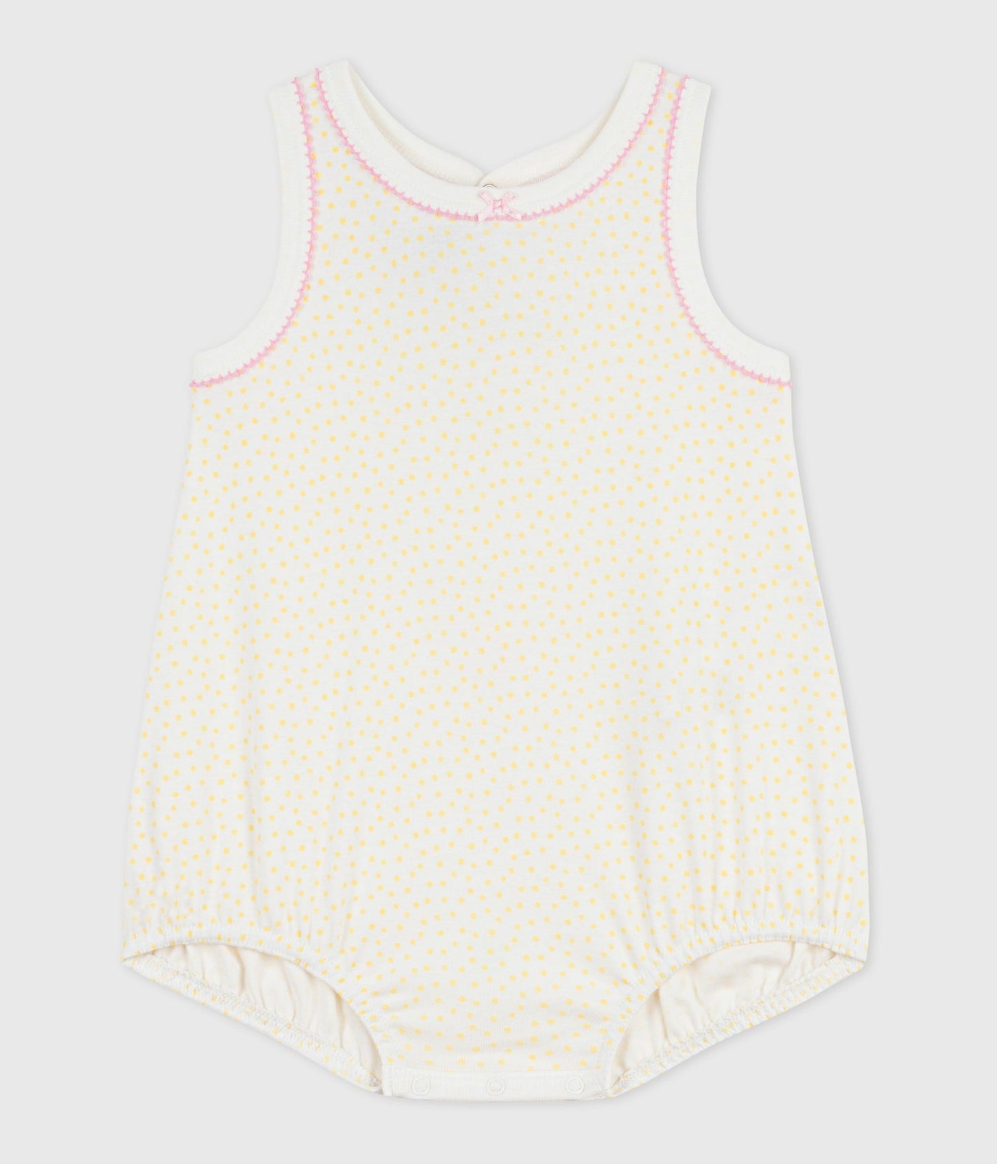 Ærmeløs kort bomuldsjumpsuit til baby - Lysegul/popcorn