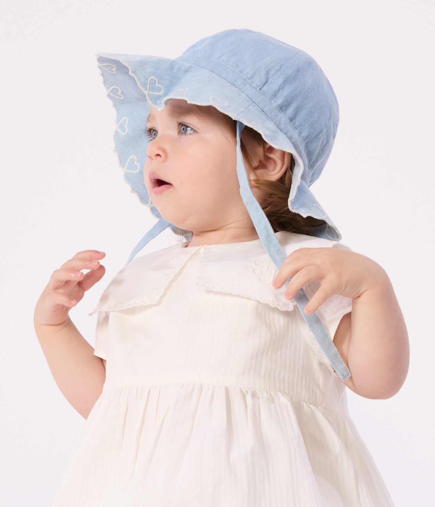 Solhat til baby i chambray-stof - Bleu clair