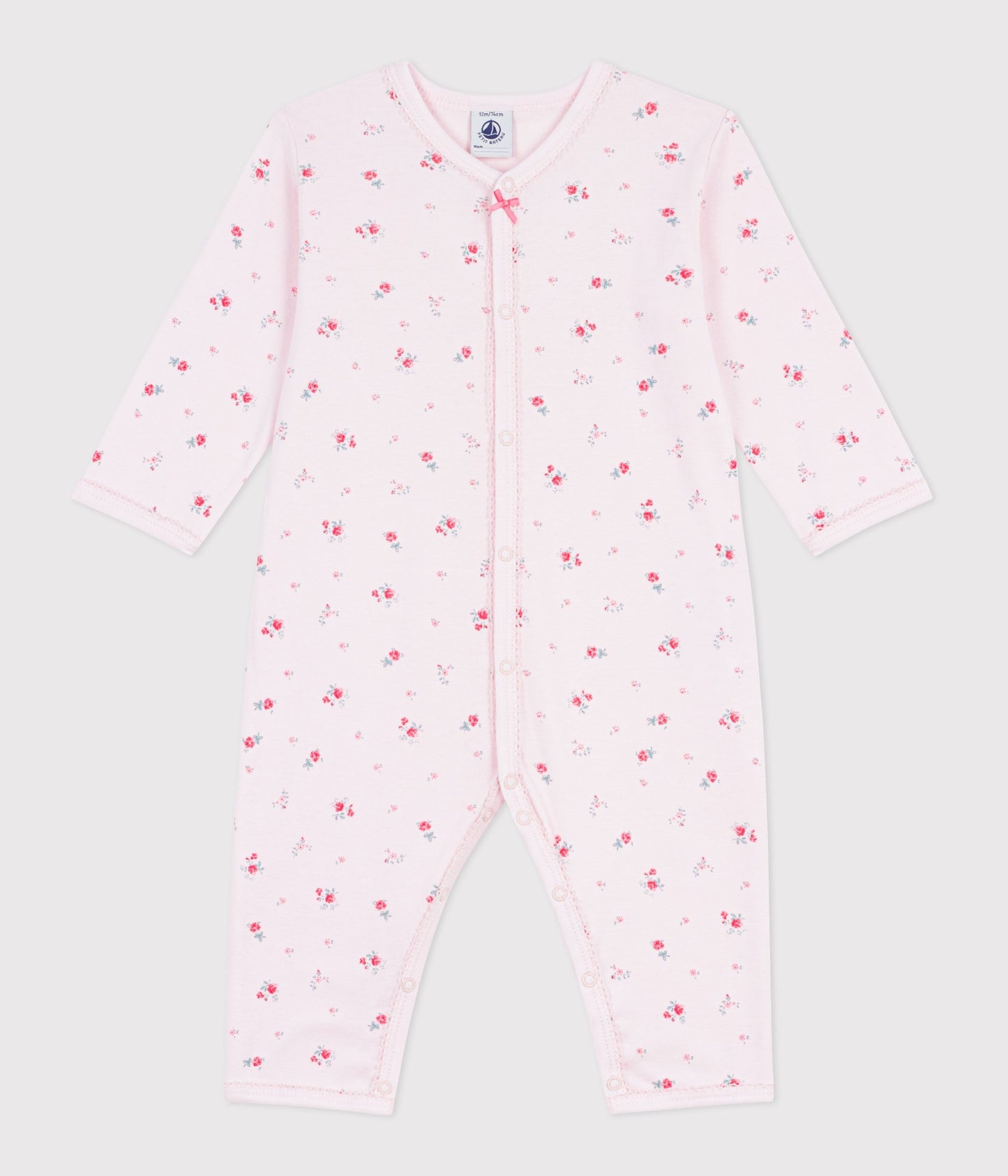 Pyjamas uden fødder - Lyserød med blomsterprint