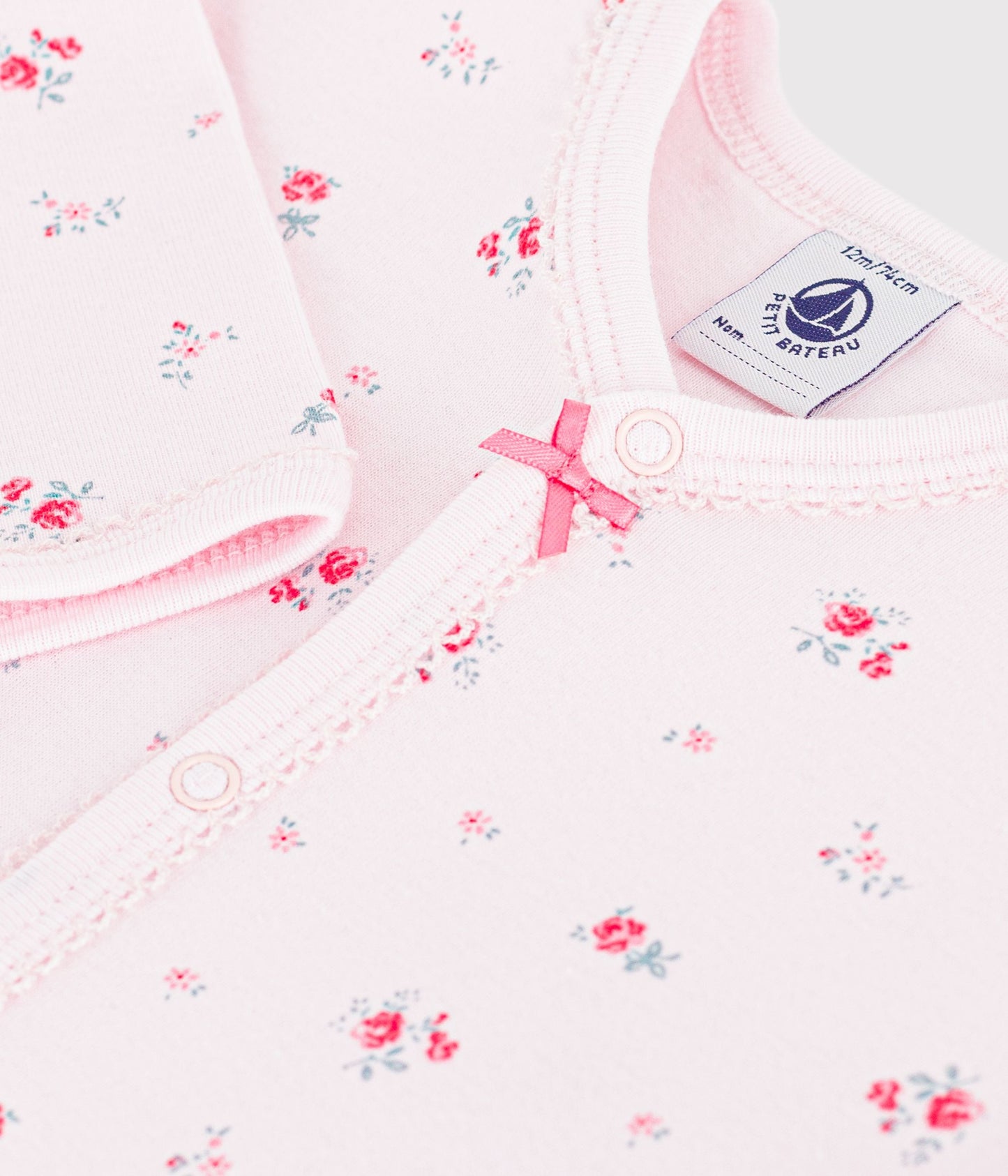 Pyjamas uden fødder - Lyserød med blomsterprint