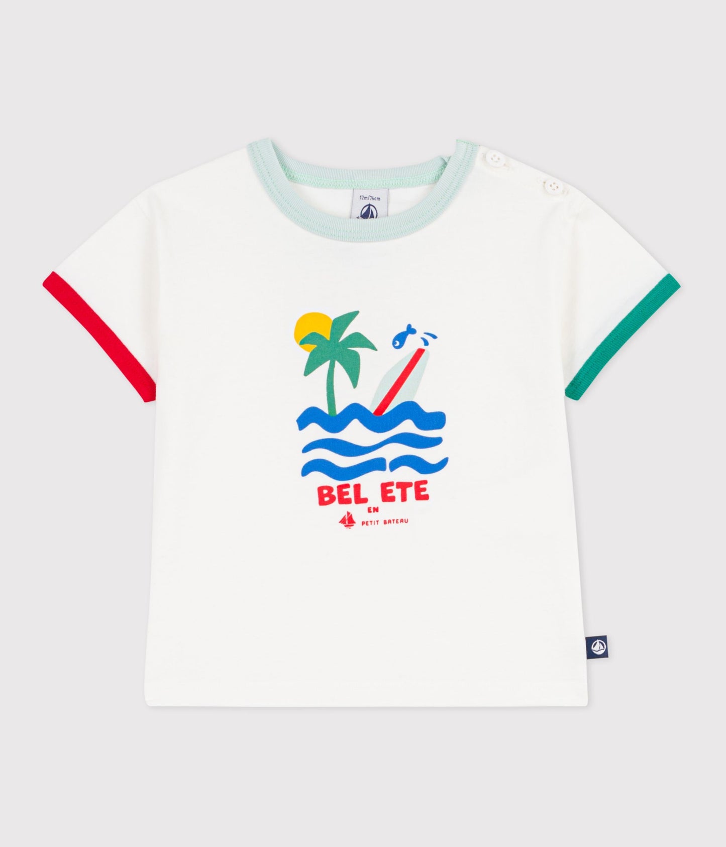 T-shirt til baby - Hvid med multitryk