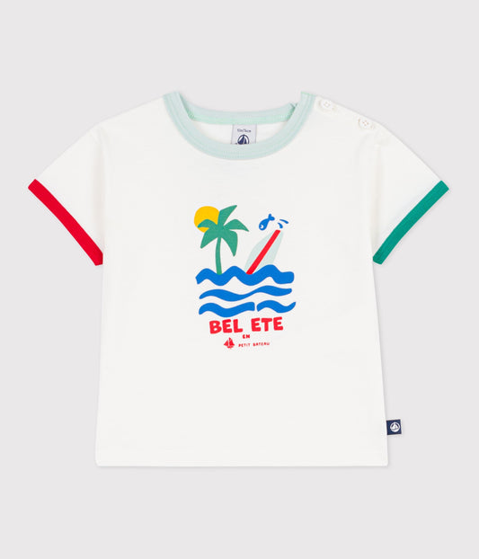 T-shirt til baby - Hvid med multitryk
